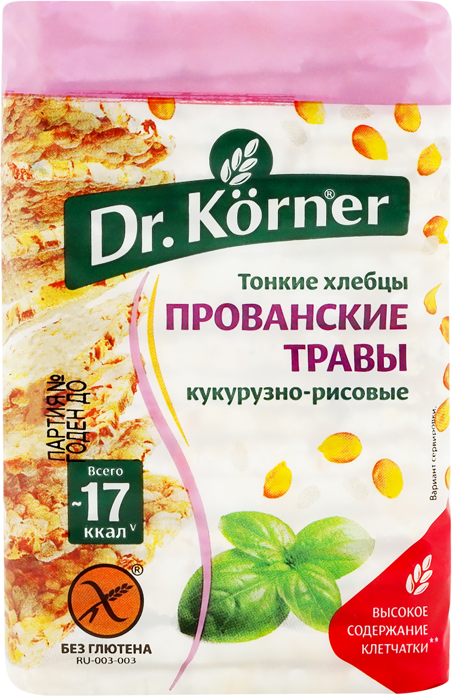 Изображение товара Рисово-кукурузные хлебцы DR KORNER с прованскими травами, 100г - полезная закуска