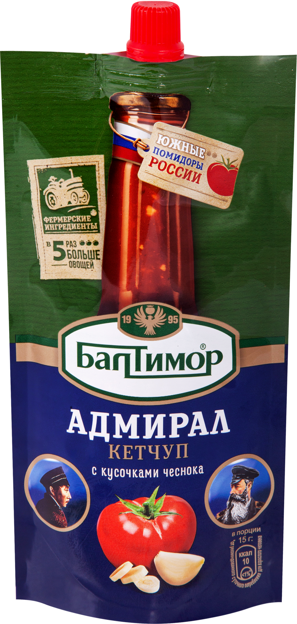 Изображение товара Кетчуп БАЛТИМОР Адмирал с чесноком, 260 г - натуральный соус для блюд