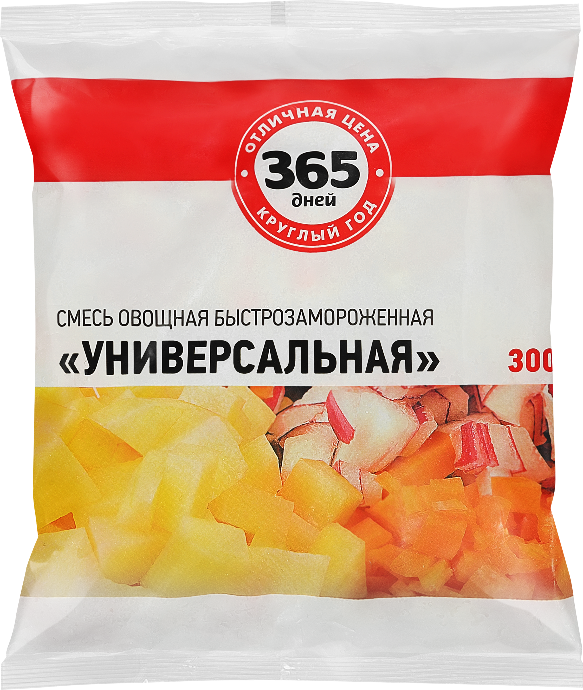 Изображение товара Многоразовая замороженная овощная смесь 300г универсальная 365 ДНЕЙ Изображение товара Многоразовая замороженная овощная смесь 300г универсальная 365 ДНЕЙ