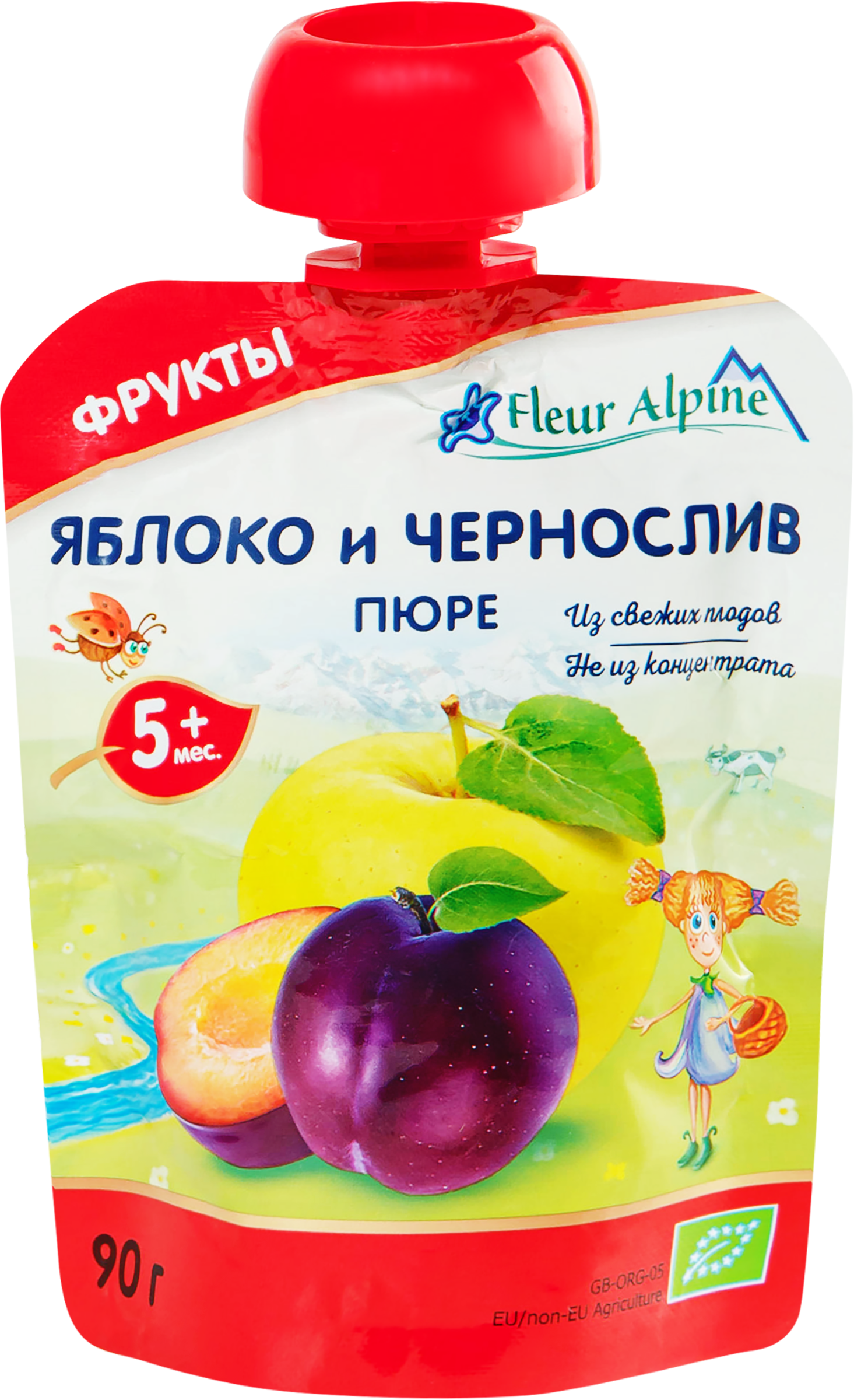 Изображение товара Детское фруктовое пюре FLEUR ALPINE Яблоко и чернослив Organic, 90г, без добавок
