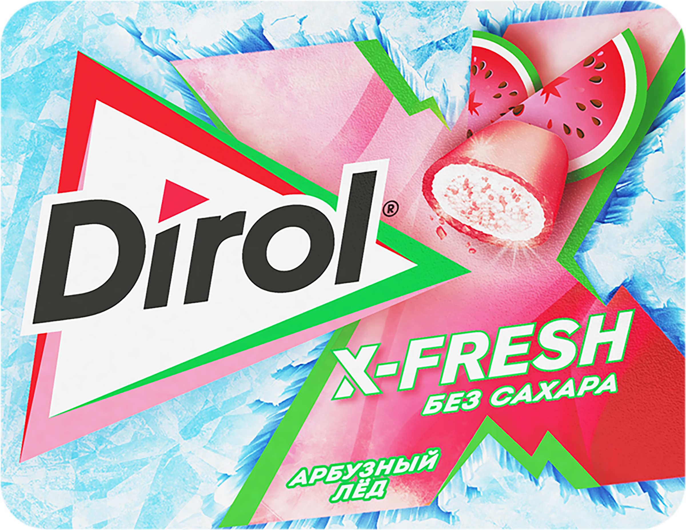 Изображение товара Жевательная резинка DIROL X-fresh Арбузный лед 16г освежает дыхание без сахара