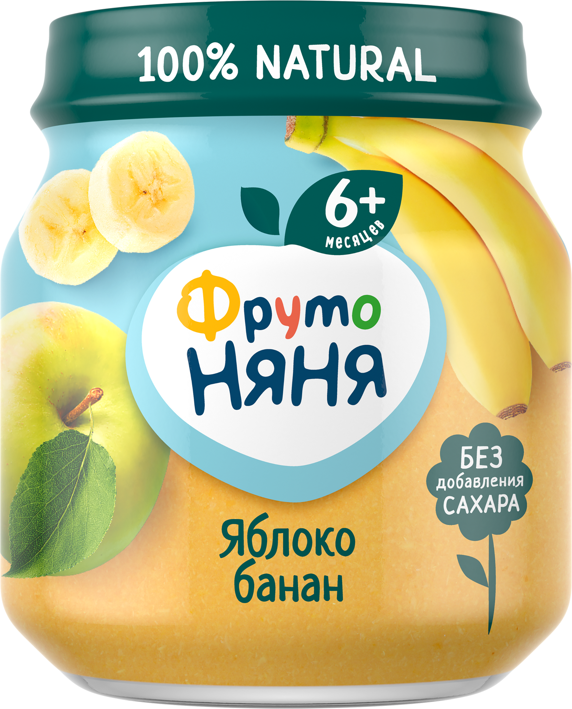 Изображение товара Пюре фруктовое ФРУТОНЯНЯ Яблоко и банан, с 6 месяцев, 100г Изображение товара Пюре фруктовое ФРУТОНЯНЯ Яблоко и банан, с 6 месяцев, 100г