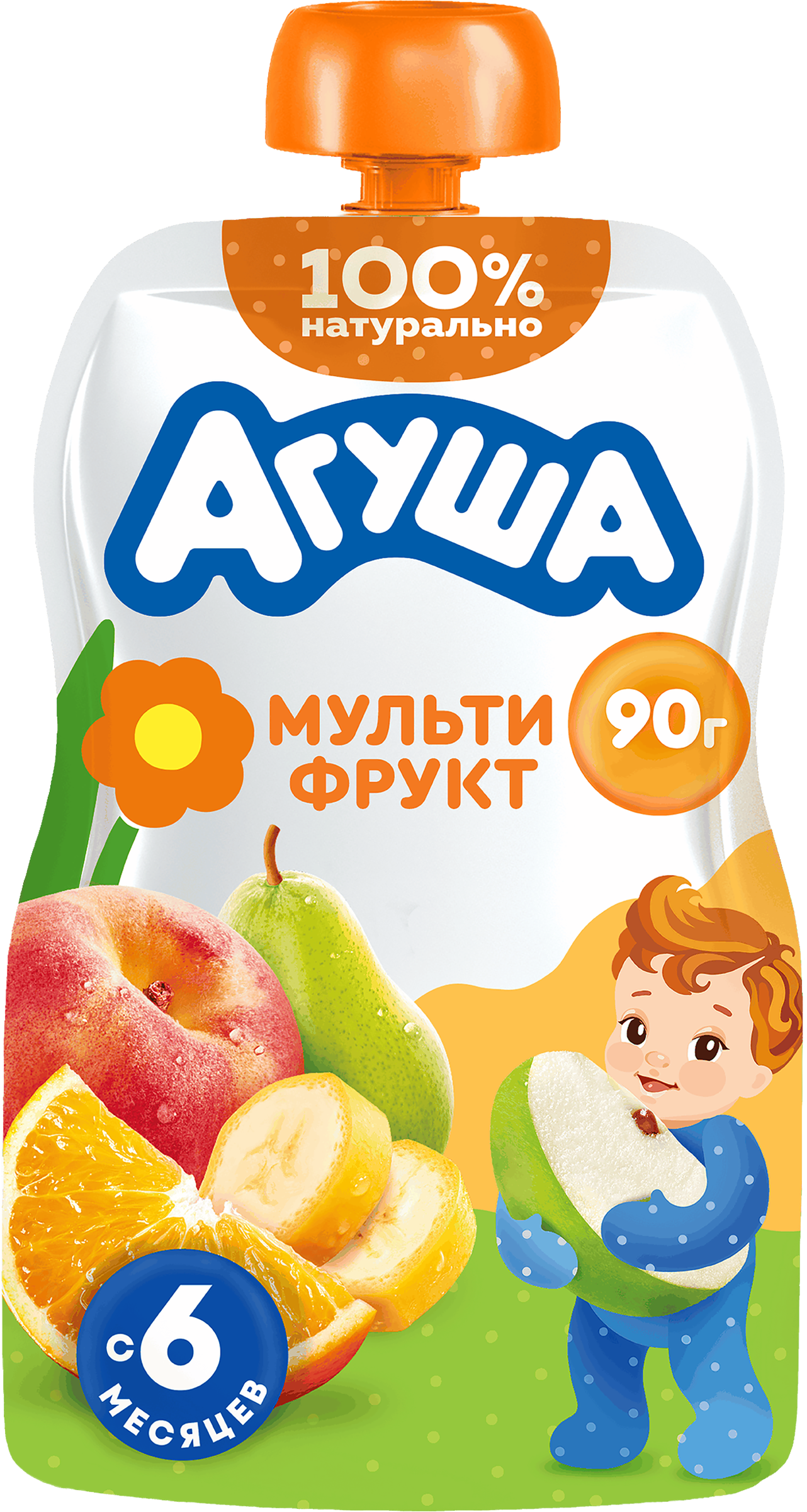 Изображение товара Пюре фруктовое детское АГУША Мультифрукт, с 6 месяцев, 90г