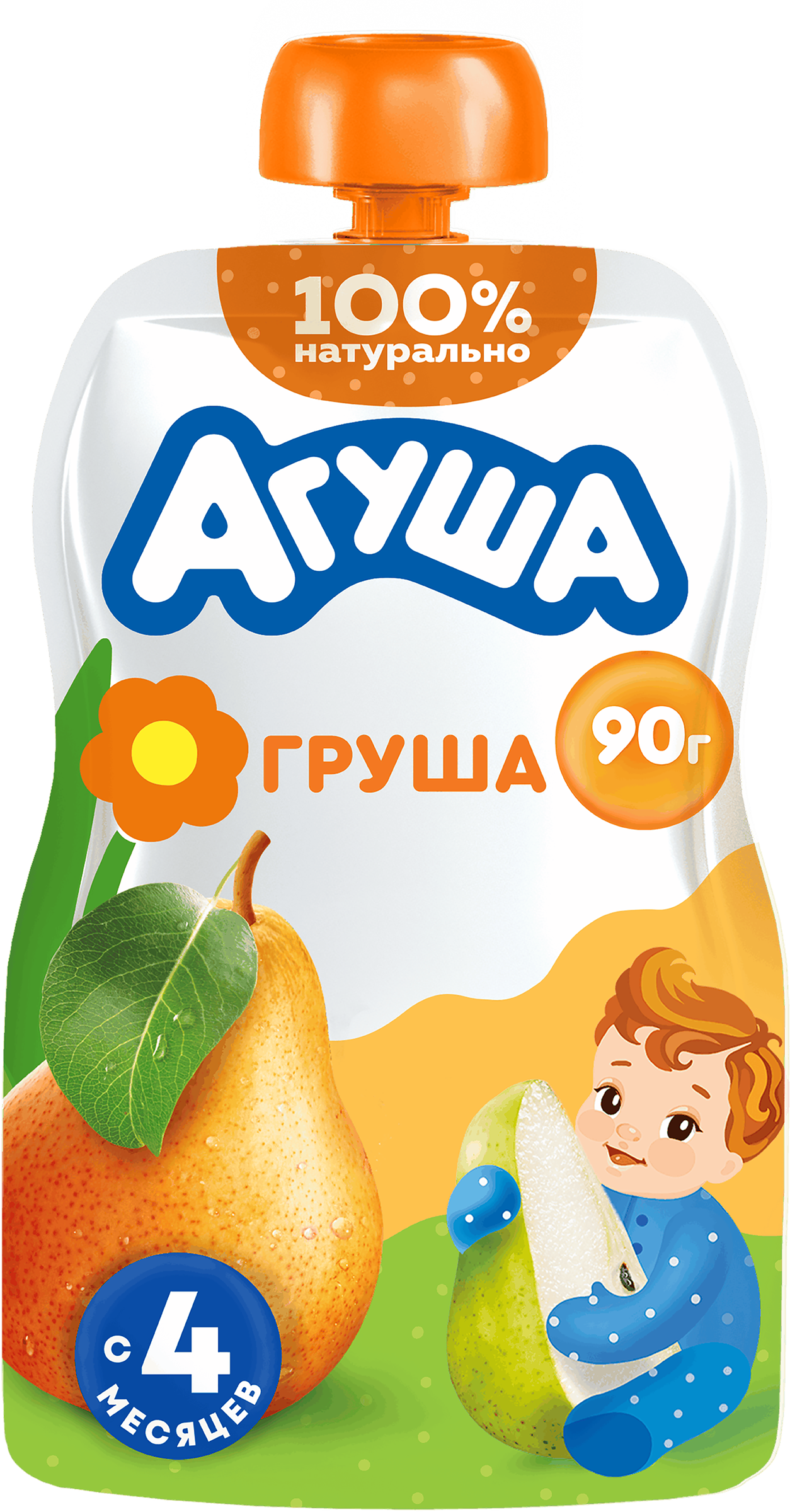Изображение товара Пюре фруктовое детское АГУША Груша, с 4 месяцев, 90г безопасное и натуральное питание