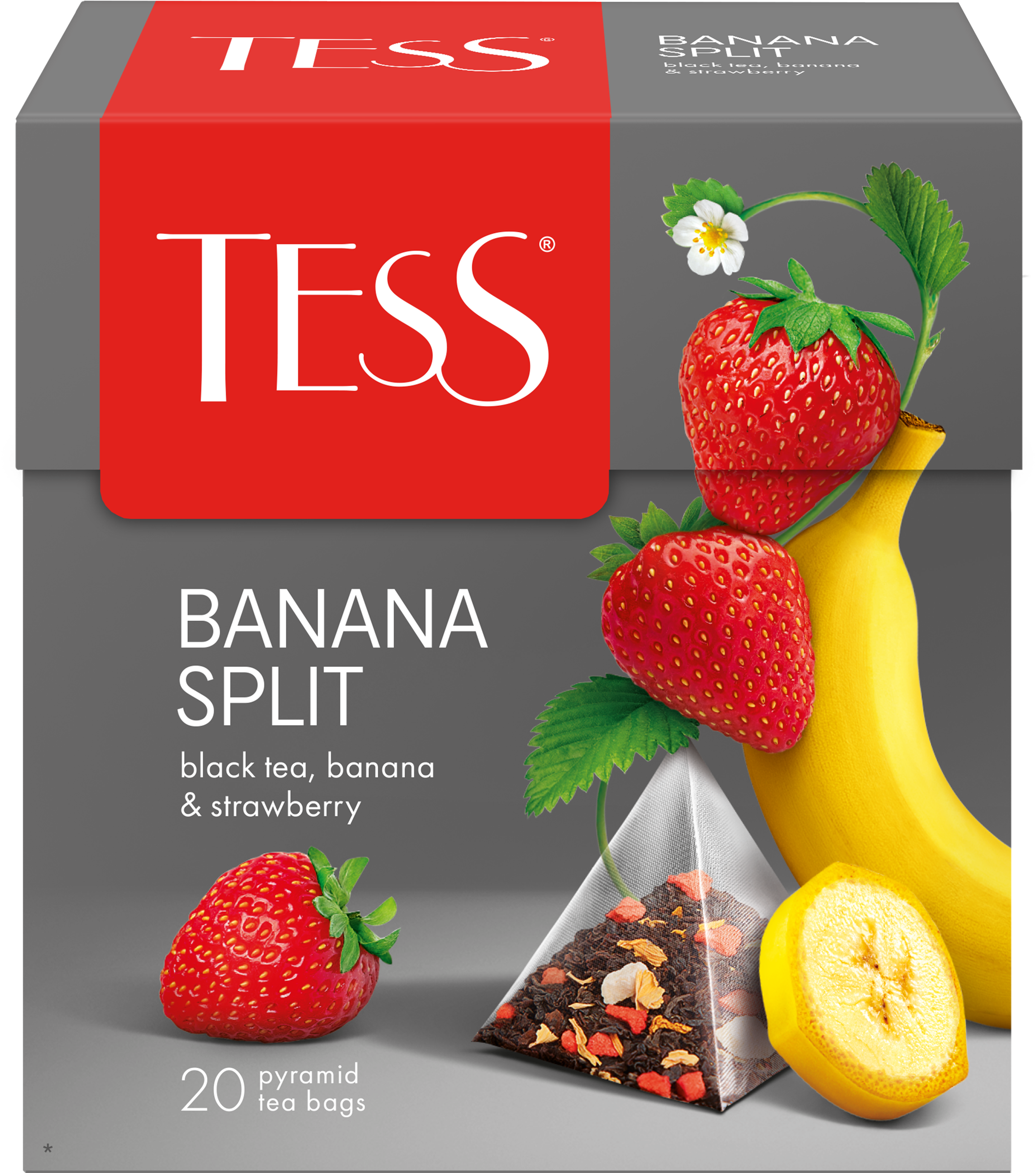 Изображение товара Черный чай TESS Banana Split с ароматом клубники и банана, 20 пакетов Изображение товара Черный чай TESS Banana Split с ароматом клубники и банана, 20 пакетов