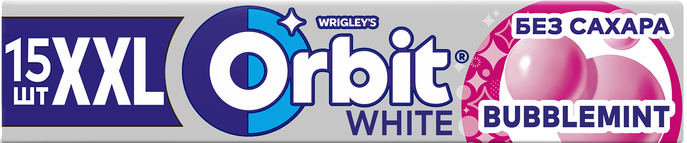Изображение товара Жевательная резинка ORBIT White XXL Bubblemint без сахара, 20,4 г для свежести и ухода за зубами Изображение товара Жевательная резинка ORBIT White XXL Bubblemint без сахара, 20,4 г для свежести и ухода за зубами