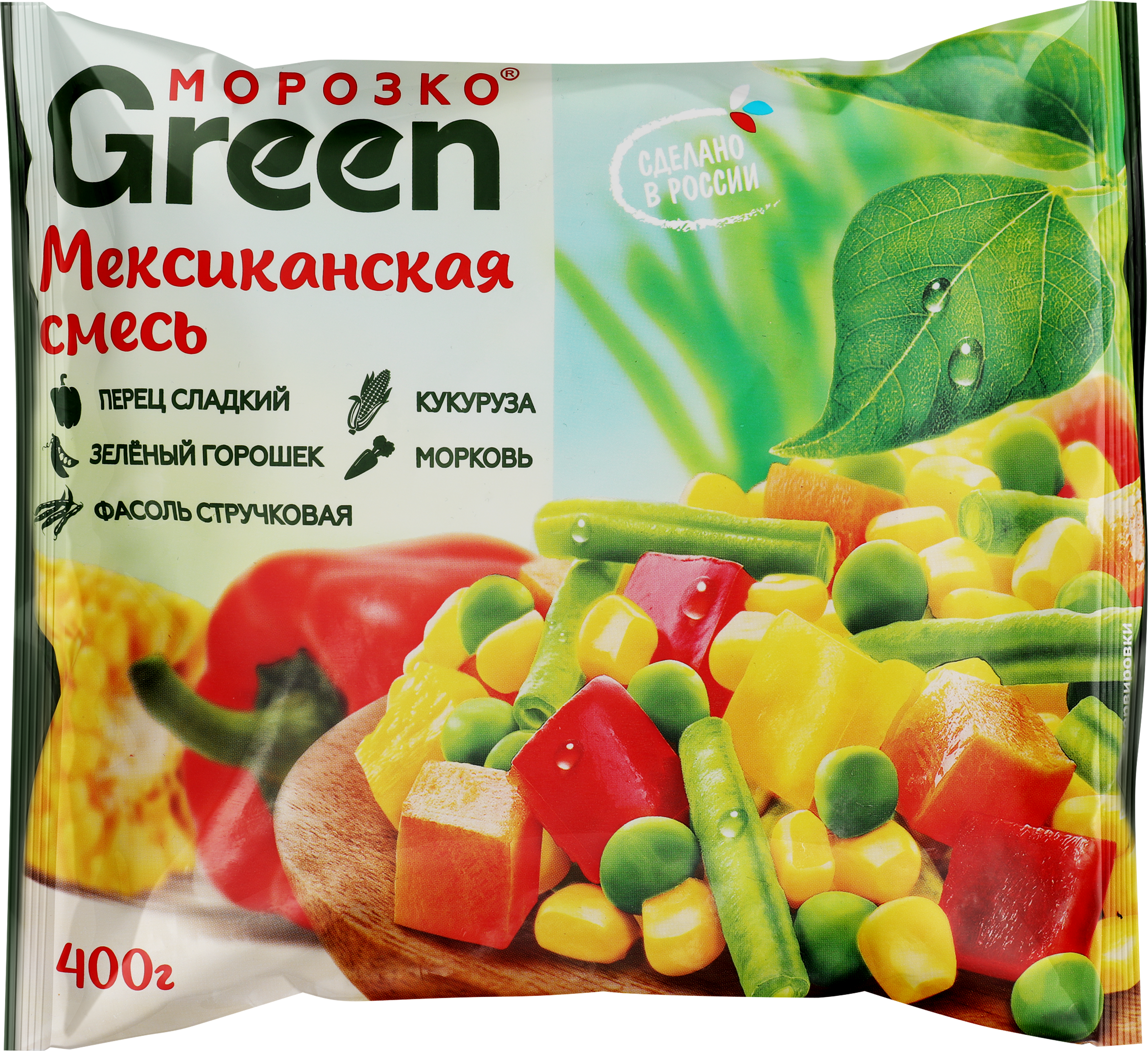 Изображение товара Овощная смесь МОРОЗКО Green Мексиканская 400г - вкусный и полезный гарнир Изображение товара Овощная смесь МОРОЗКО Green Мексиканская 400г - вкусный и полезный гарнир
