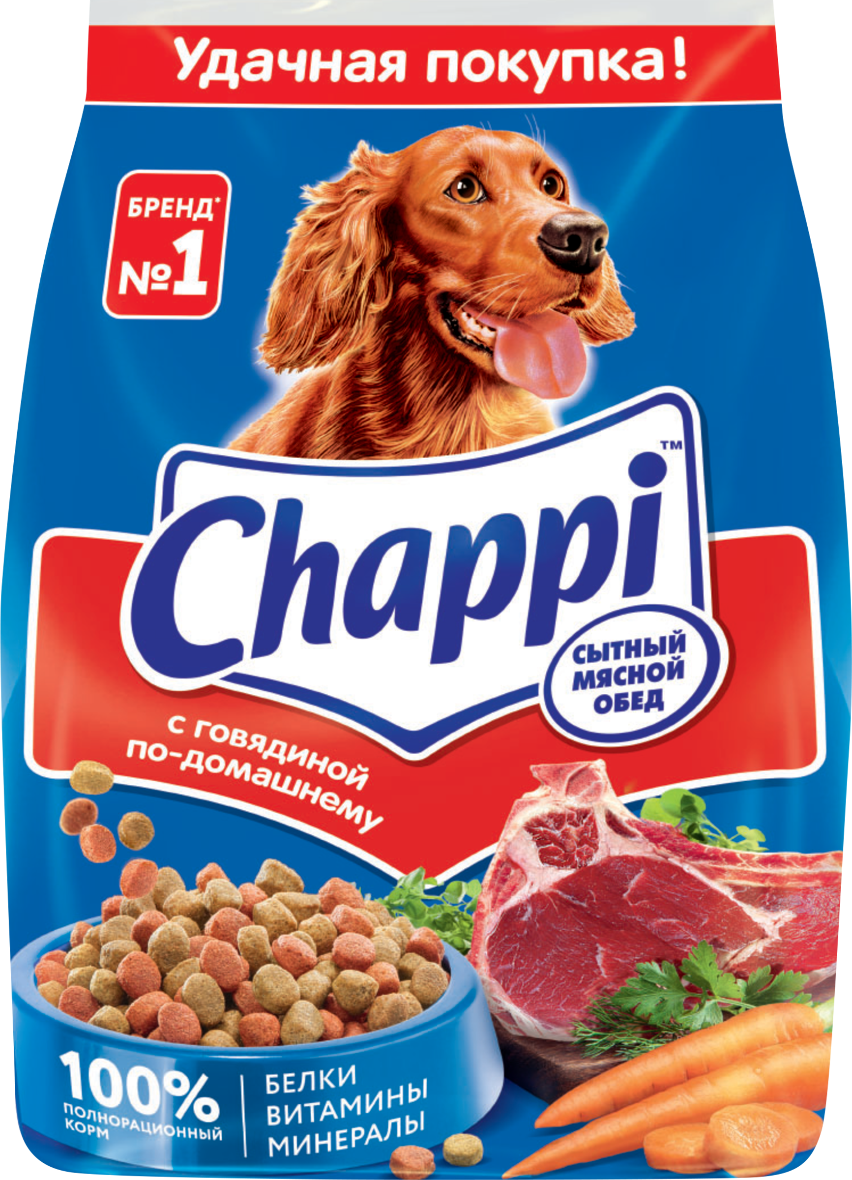 Изображение товара Корм сухой для взрослых собак CHAPPI Сытный мясной обед с говядиной, для всех пород, 600г Изображение товара Корм сухой для взрослых собак CHAPPI Сытный мясной обед с говядиной, для всех пород, 600г
