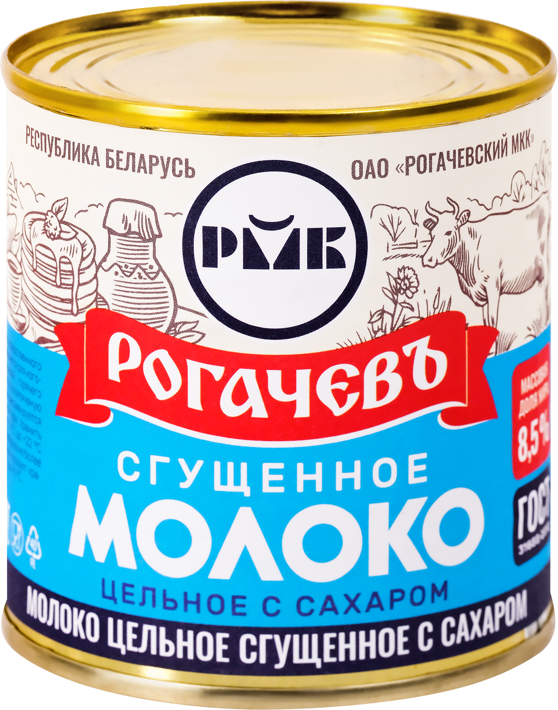 Изображение товара Молоко сгущенное РОГАЧЕВЪ цельное с сахаром 8,5% 380 г натуральное сырье Изображение товара Молоко сгущенное РОГАЧЕВЪ цельное с сахаром 8,5% 380 г натуральное сырье