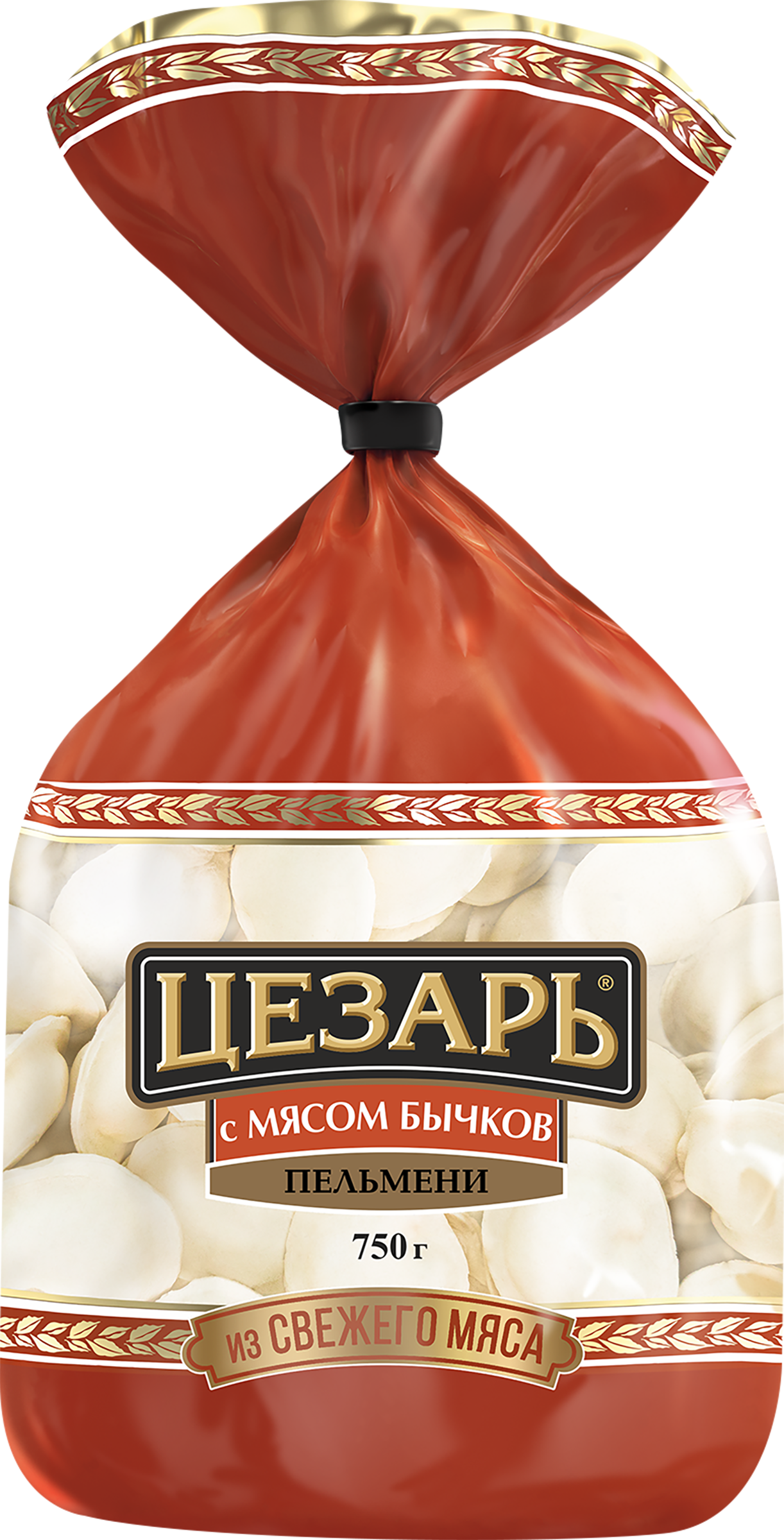 Изображение товара Пельмени ЦЕЗАРЬ с мясом бычков, категория Б, 750 г - классические замороженные пельмени