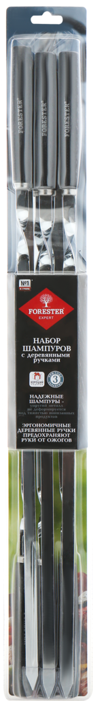 Изображение товара Набор шампуров FORESTER Большие с деревянными ручками 6шт для барбекю Изображение товара Набор шампуров FORESTER Большие с деревянными ручками 6шт для барбекю