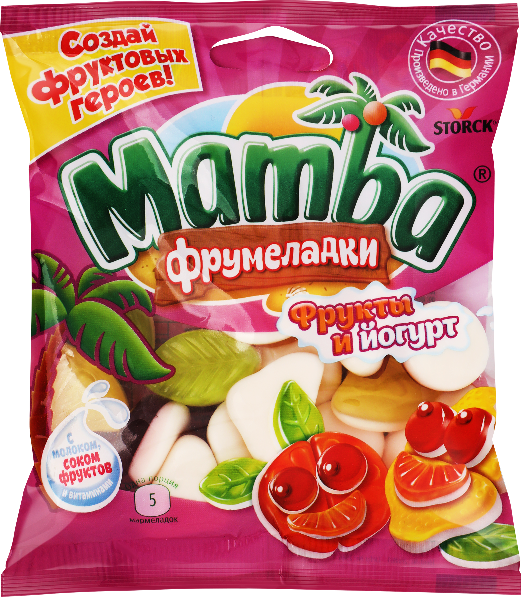 Изображение товара Мармелад жевательный MAMBA Фрумеладки Фрукты и йогурт, 72г Изображение товара Мармелад жевательный MAMBA Фрумеладки Фрукты и йогурт, 72г
