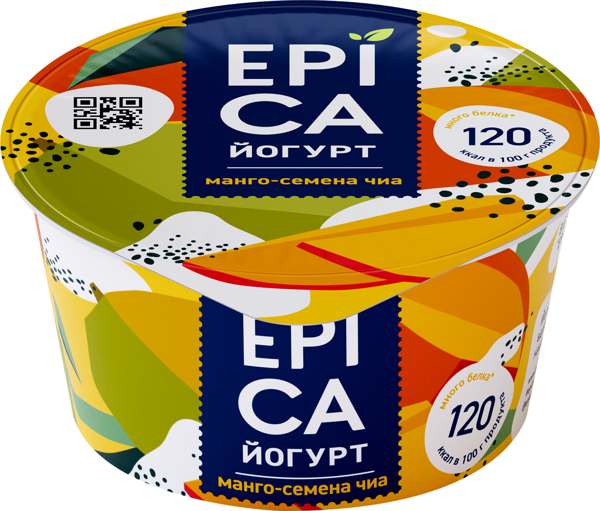 Изображение товара Йогурт EPICA с манго и семенами чиа 5% 130г натуральный продукт Изображение товара Йогурт EPICA с манго и семенами чиа 5% 130г натуральный продукт