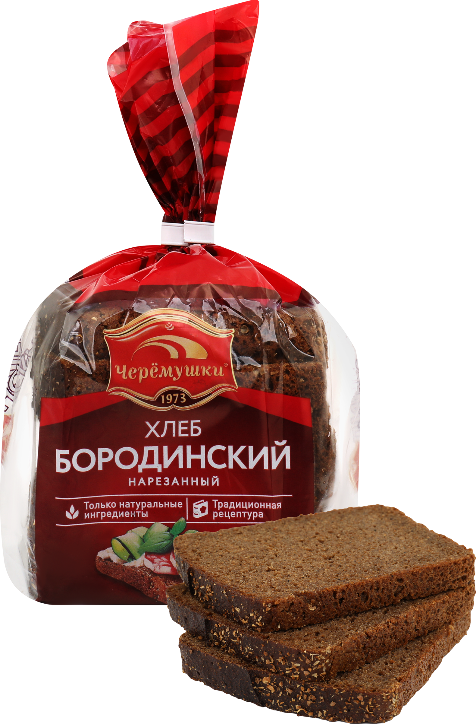 Изображение товара Бородинский хлеб ЧЕРЕМУШКИ в нарезке 390г натуральный вкус по ГОСТу