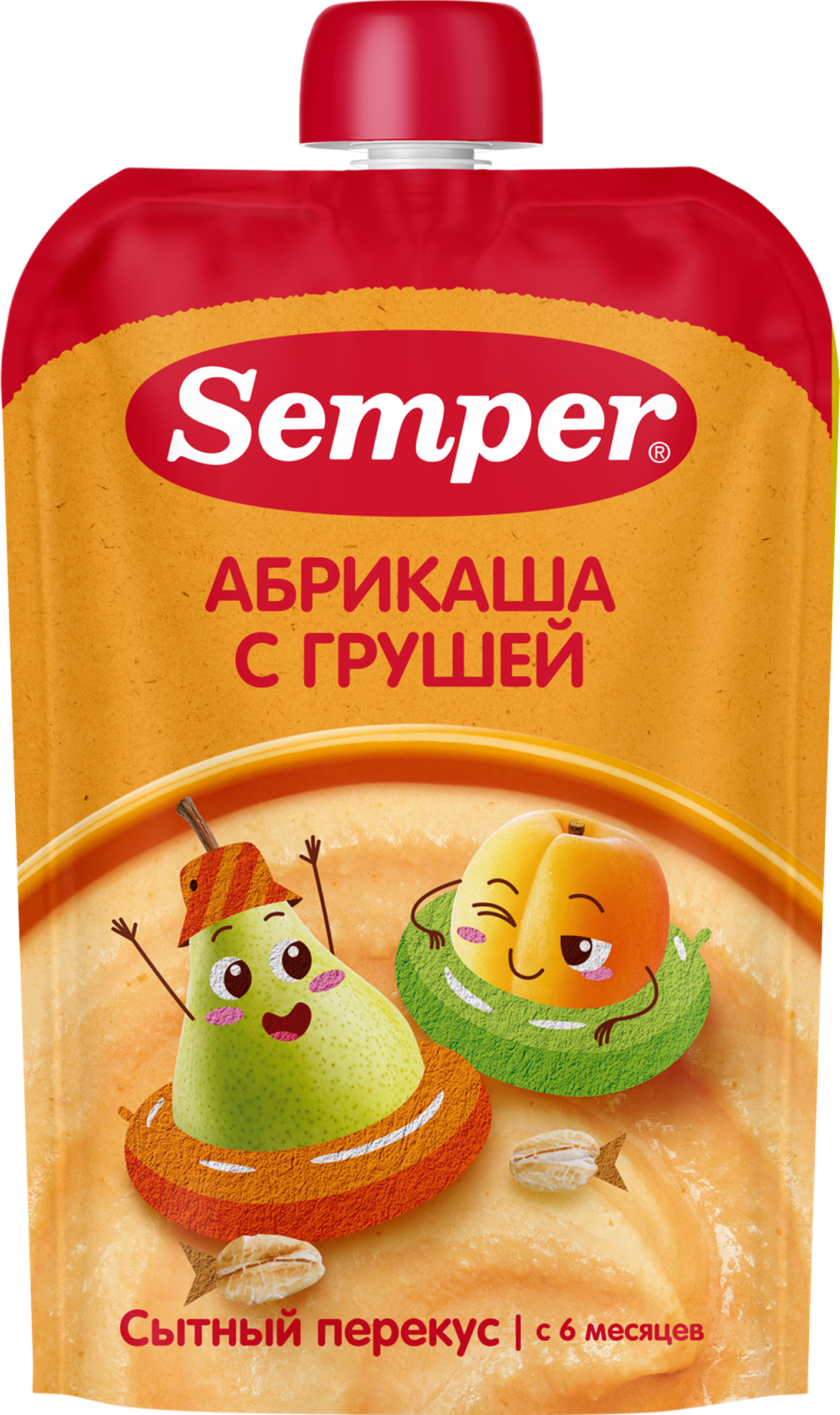 Изображение товара Детское фруктово-злаковое пюре SEMPER Грушево-абрикосовое с кашей 120г