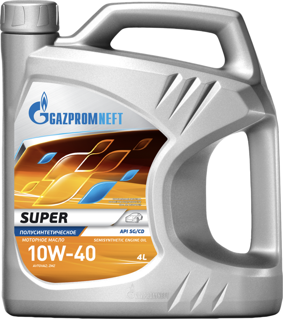 Изображение товара Масло моторное GAZPROMNEFT Super 10W-40 API SG/CD полусинтетическое, 4л Изображение товара Масло моторное GAZPROMNEFT Super 10W-40 API SG/CD полусинтетическое, 4л