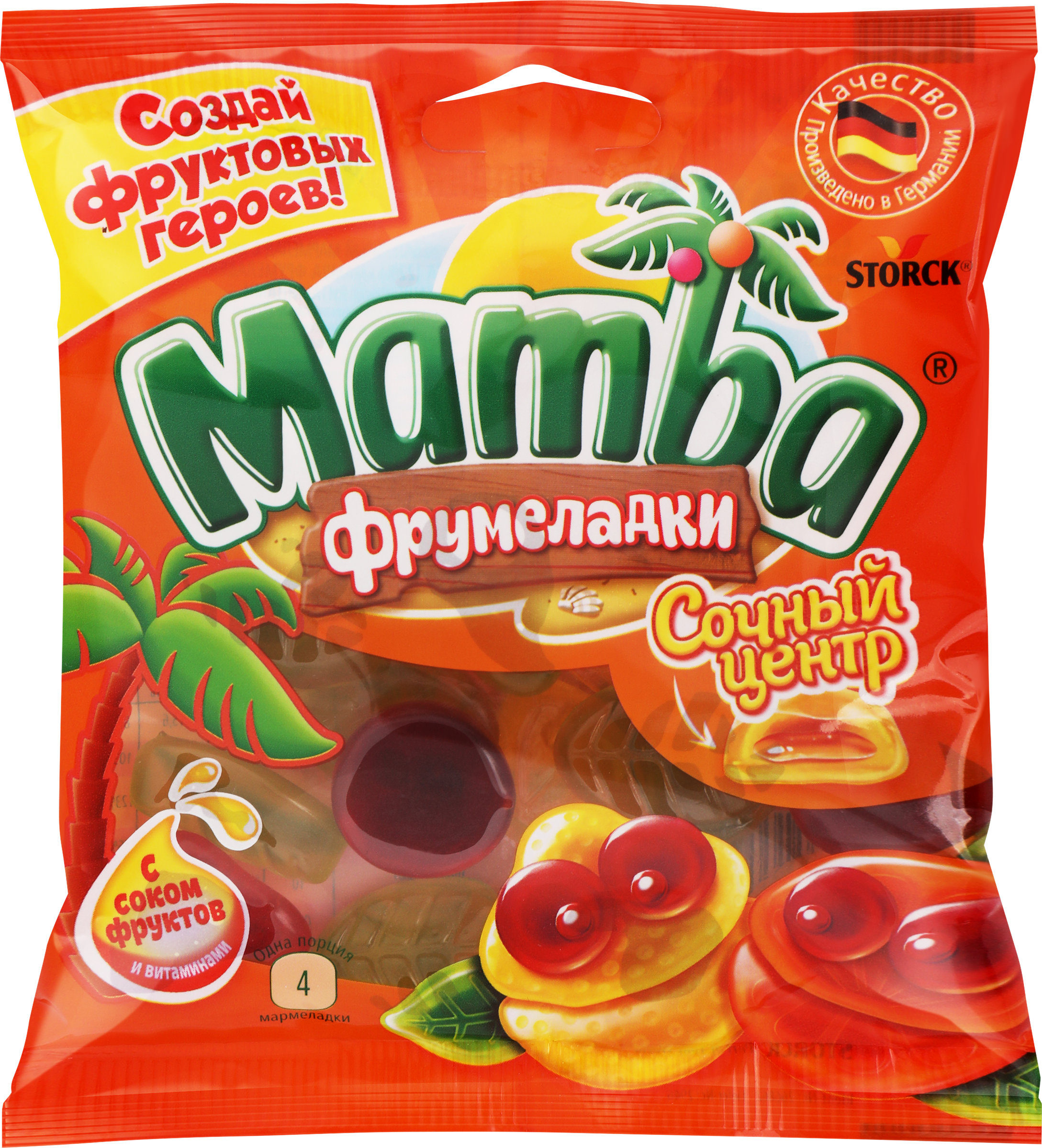 Изображение товара Мармелад жевательный MAMBA с сочным центром и витаминами, 70г Изображение товара Мармелад жевательный MAMBA с сочным центром и витаминами, 70г