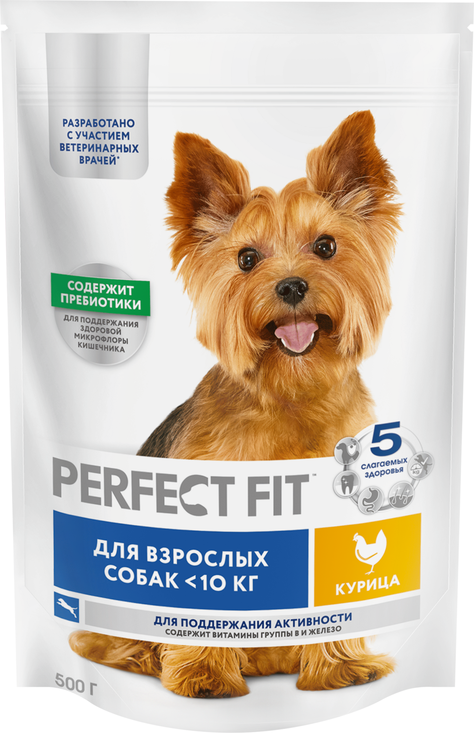 Изображение товара Корм сухой для собак Perfect Fit с курицей для мелких и миниатюрных пород 1+, 500г Изображение товара Корм сухой для собак Perfect Fit с курицей для мелких и миниатюрных пород 1+, 500г