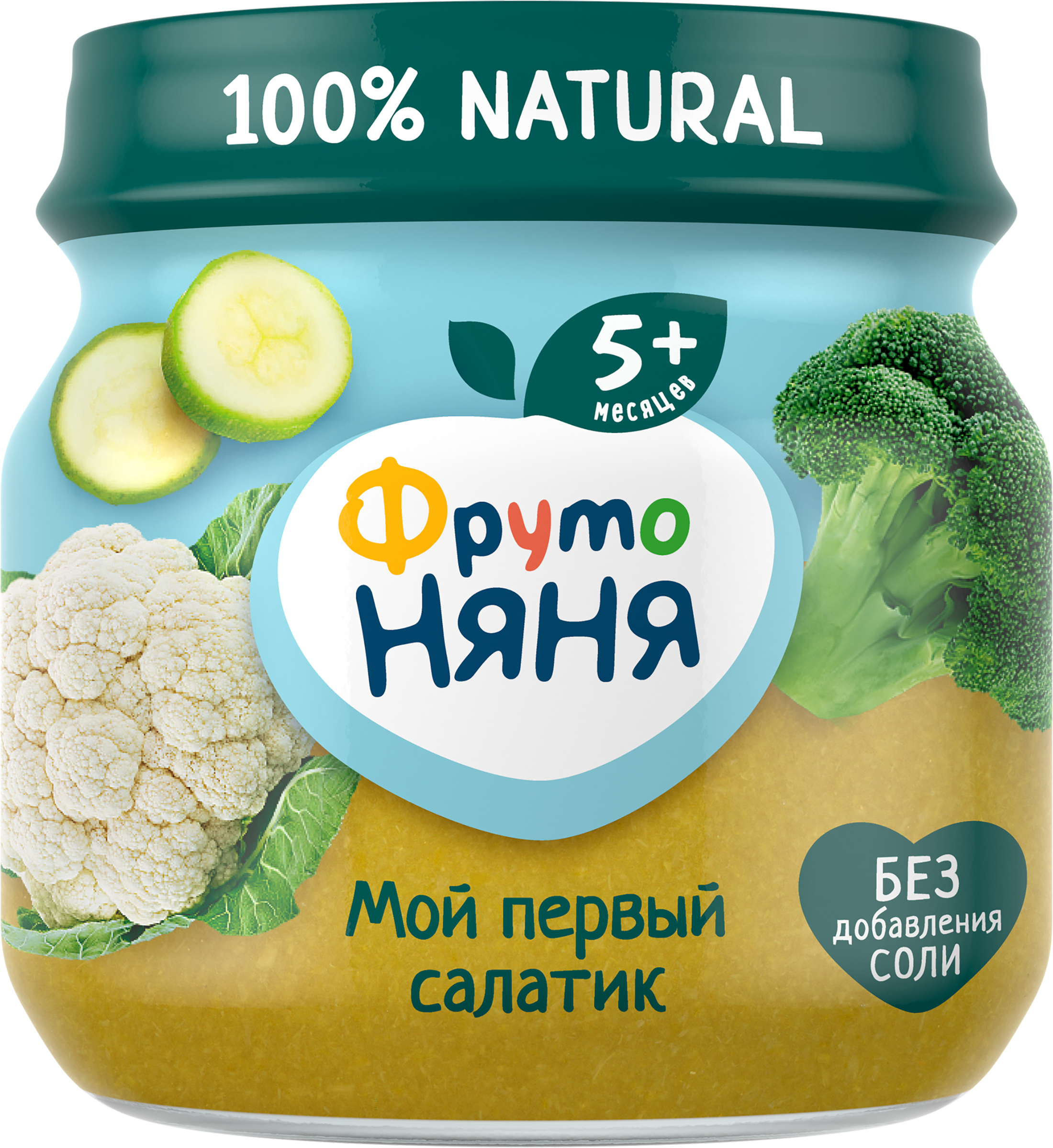 Изображение товара Пюре овощное ФРУТОНЯНЯ Мой первый салатик Брокколи, кабачок и цветная капуста, с 5 месяцев, 80г Изображение товара Пюре овощное ФРУТОНЯНЯ Мой первый салатик Брокколи, кабачок и цветная капуста, с 5 месяцев, 80г
