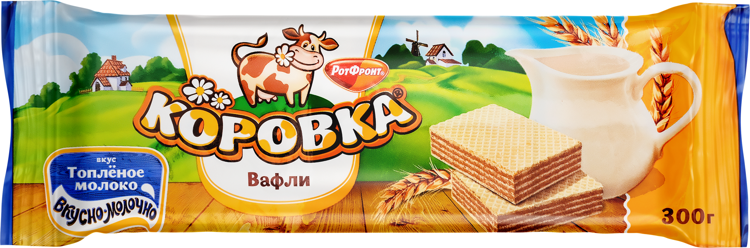 Изображение товара Вафли РОТ ФРОНТ Коровка вкус топленое молоко, 300г Изображение товара Вафли РОТ ФРОНТ Коровка вкус топленое молоко, 300г