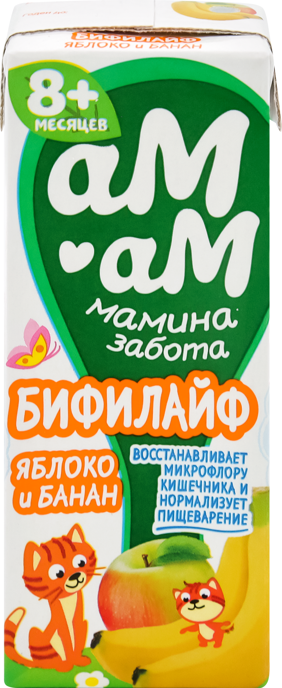 Изображение товара Детский кисломолочный бифилайф АМ-АМ МАМИНА ЗАБОТА Яблоко, банан 2,5% Изображение товара Детский кисломолочный бифилайф АМ-АМ МАМИНА ЗАБОТА Яблоко, банан 2,5%