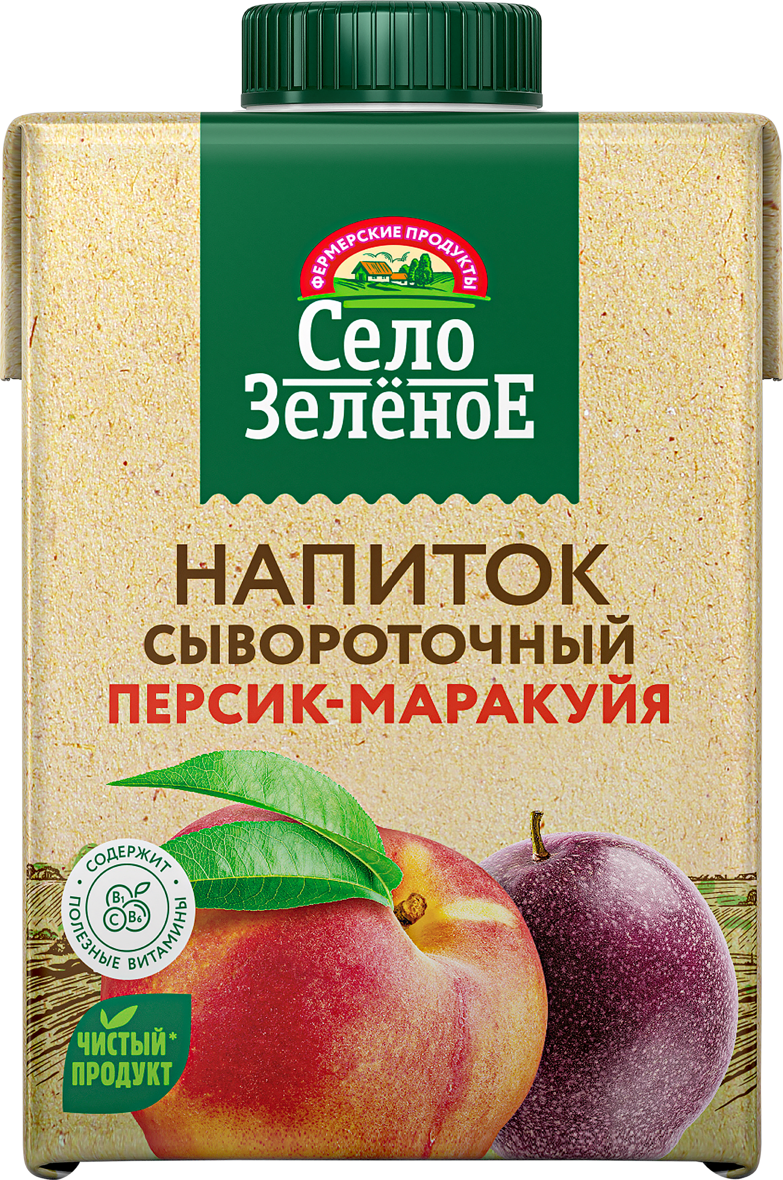 Изображение товара Напиток сывороточный СЕЛО ЗЕЛЕНОЕ Персик маракуйя 500 мл без змж