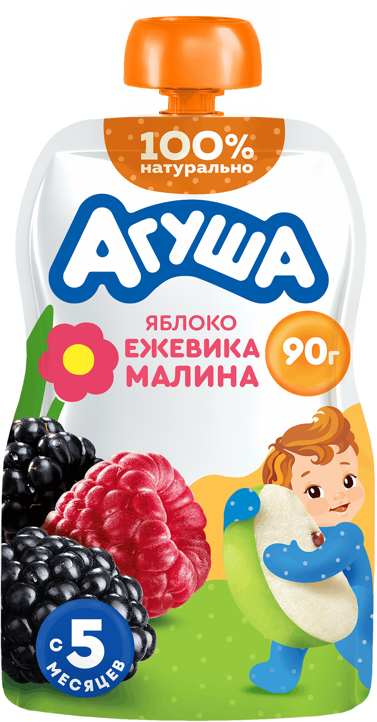 Изображение товара Пюре фруктово-ягодное детское АГУША Яблоко, ежевика, малина, с 5 месяцев, 90г Изображение товара Пюре фруктово-ягодное детское АГУША Яблоко, ежевика, малина, с 5 месяцев, 90г