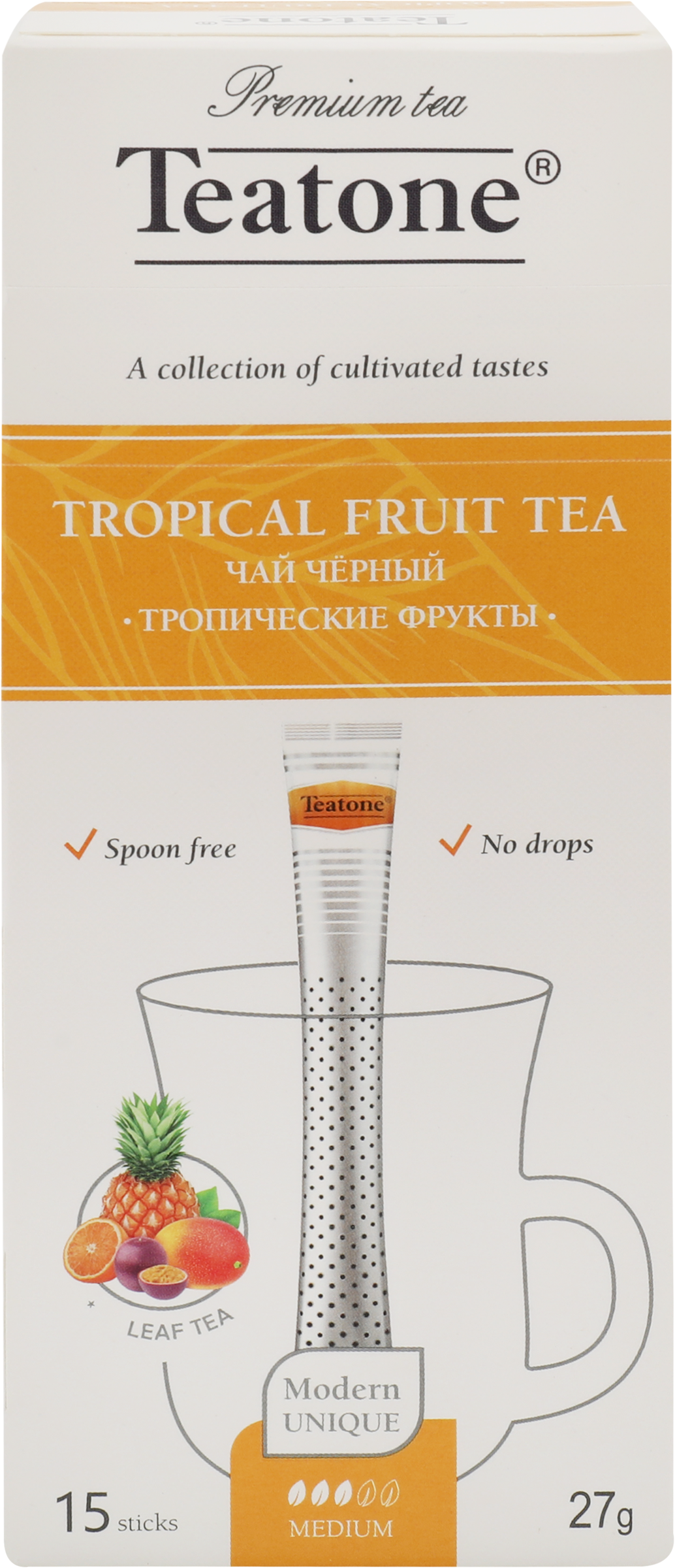 Изображение товара Чай черный TEATONE с ароматом тропических фруктов, 15 пакетов