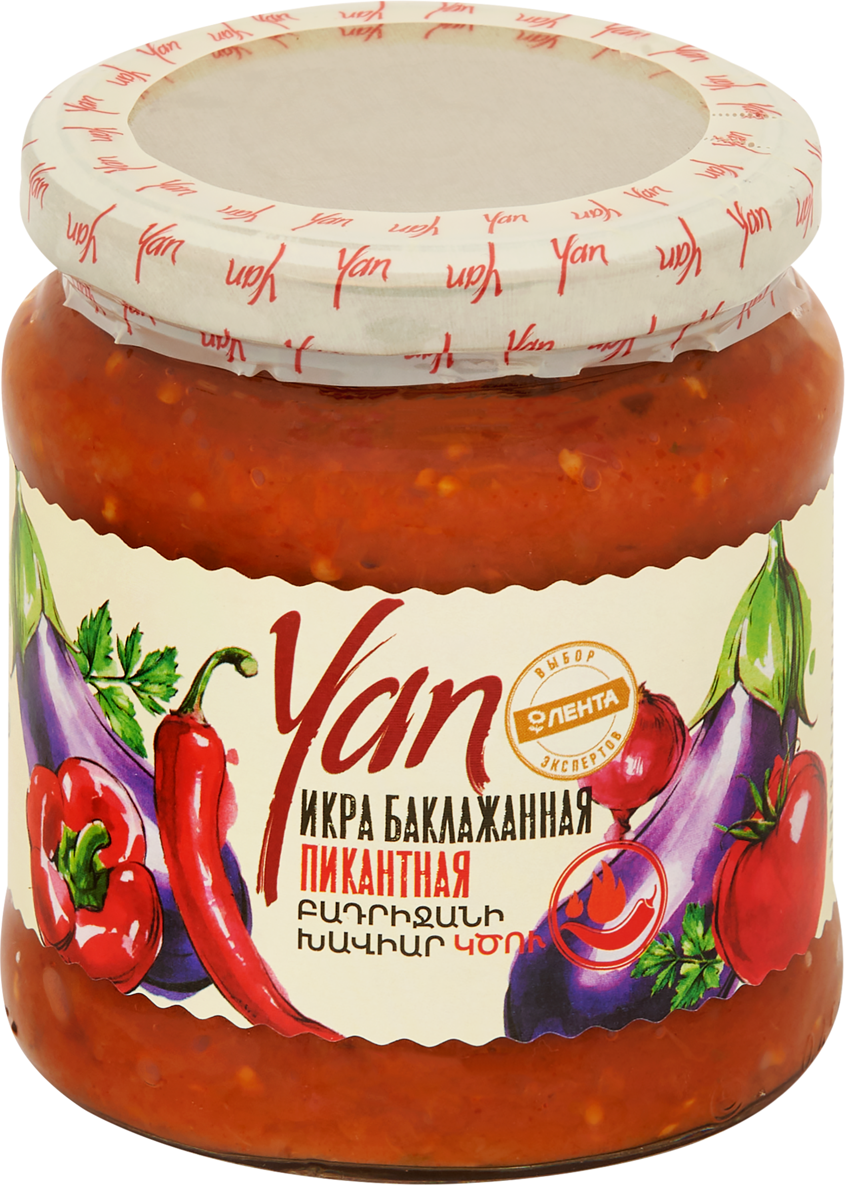 Изображение товара Икра баклажанная YAN Пикантная 470г - натуральная закуска с пряностями