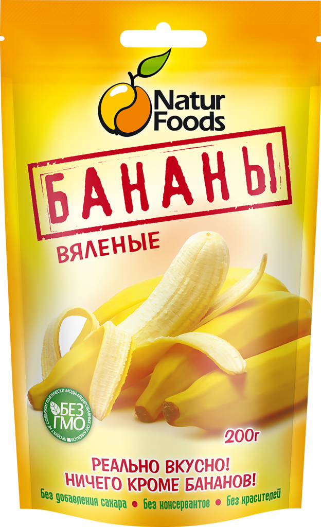 Изображение товара Вяленые бананы NATURFOODS 200г - полезные сухофрукты без добавок