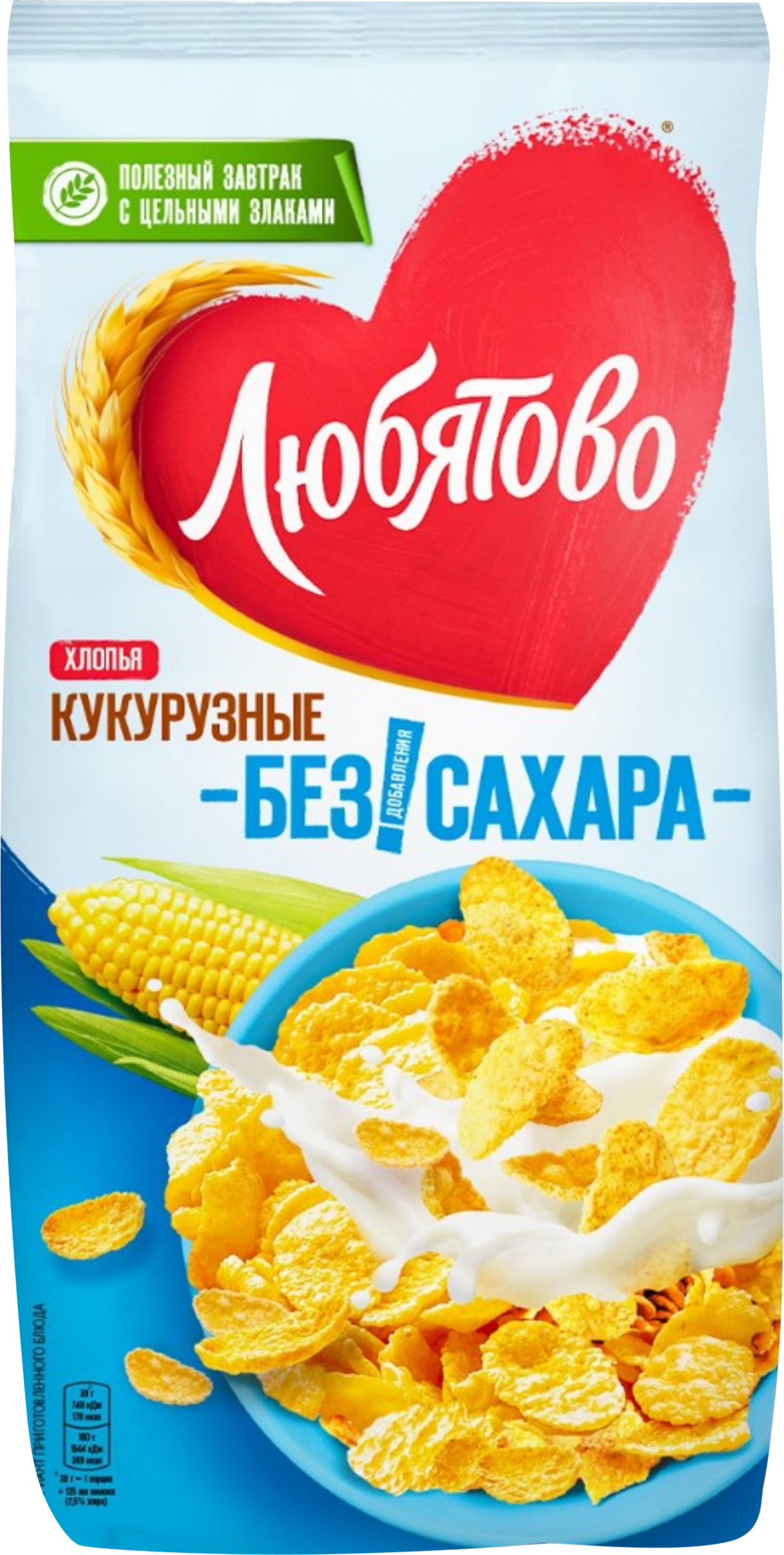 Изображение товара Кукурузные хлопья ЛЮБЯТОВО легкие 270г для полезного завтрака