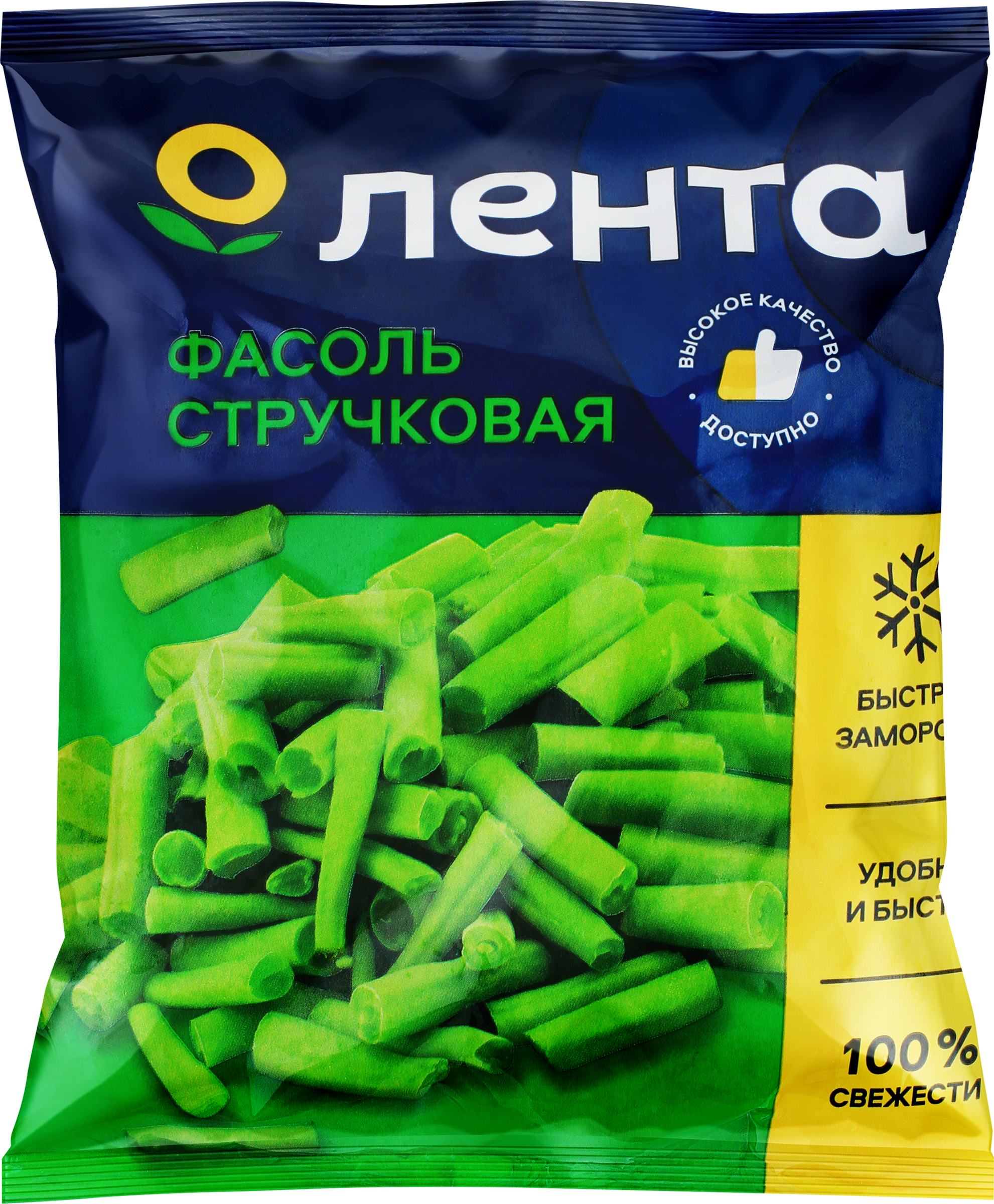 Изображение товара Фасоль стручковая ЛЕНТА зеленая резаная 400 г - полезный замороженный овощ для здорового питания
