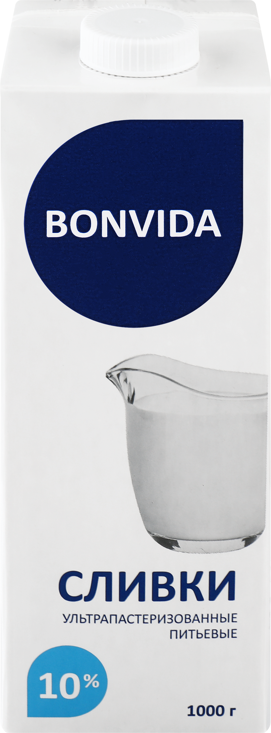 Изображение товара Сливки ультрапастеризованные BONVIDA 10% 1000г Россия