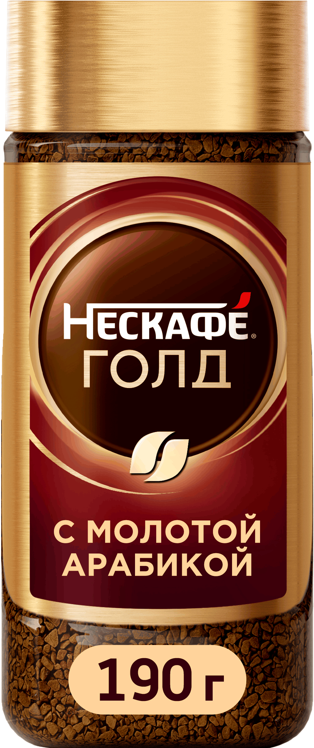 Изображение товара Кофе растворимый с добавлением молотого НЕСКАФЕ Gold натуральный 190г стеклянная банка