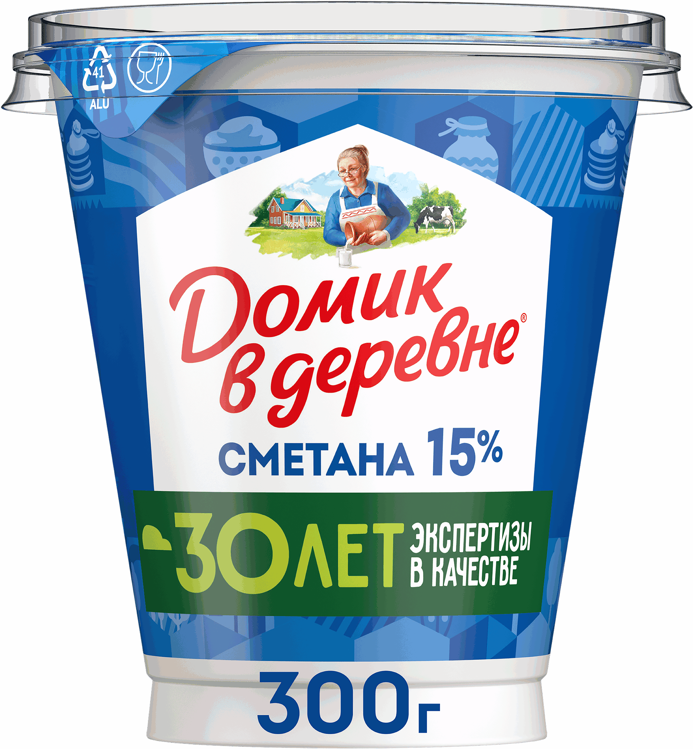 Изображение товара Сметана ДОМИК В ДЕРЕВНЕ 15%, без змж, 300г Изображение товара Сметана ДОМИК В ДЕРЕВНЕ 15%, без змж, 300г