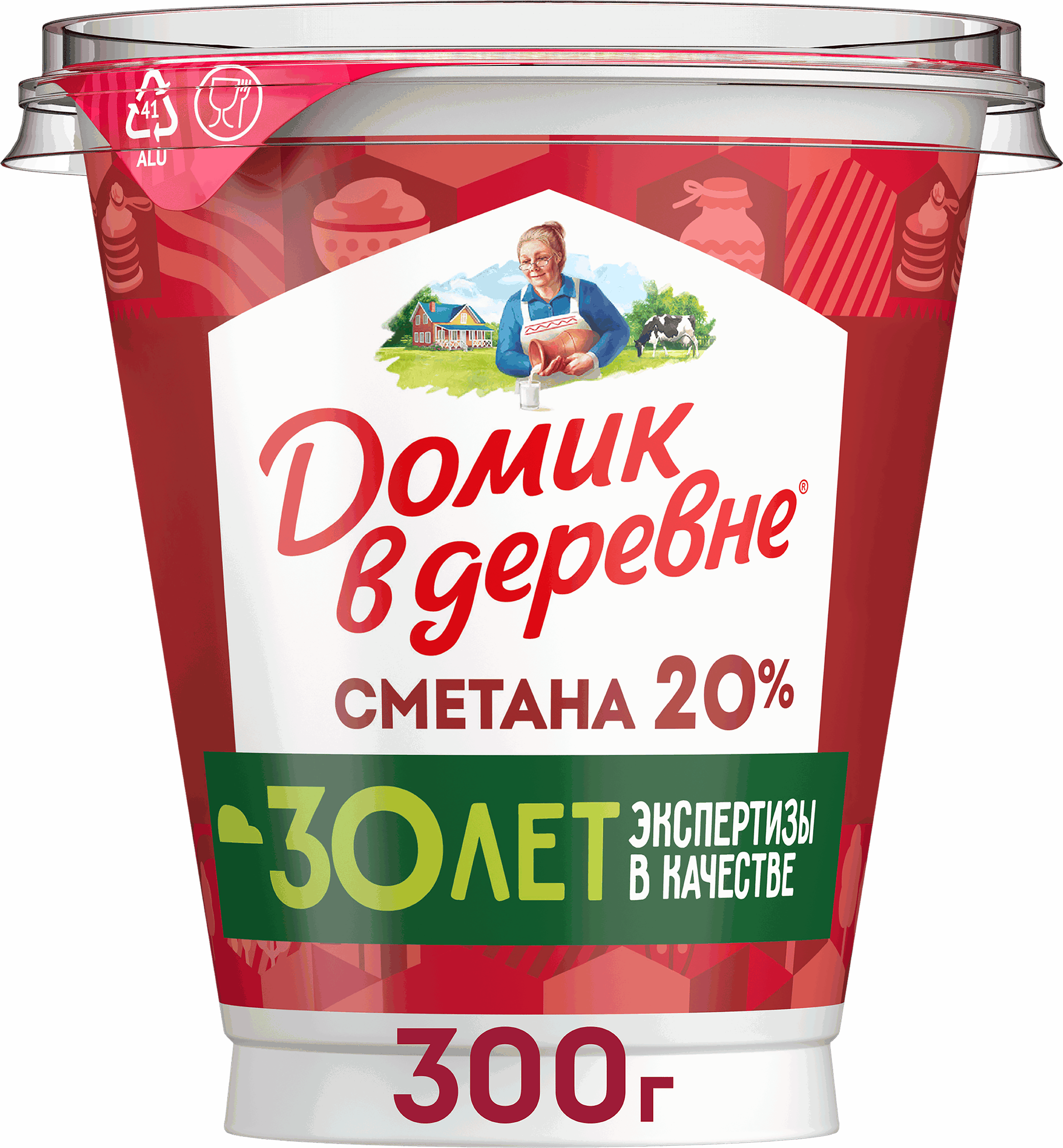 Изображение товара Сметана ДОМИК В ДЕРЕВНЕ 20%, без змж, 300г
