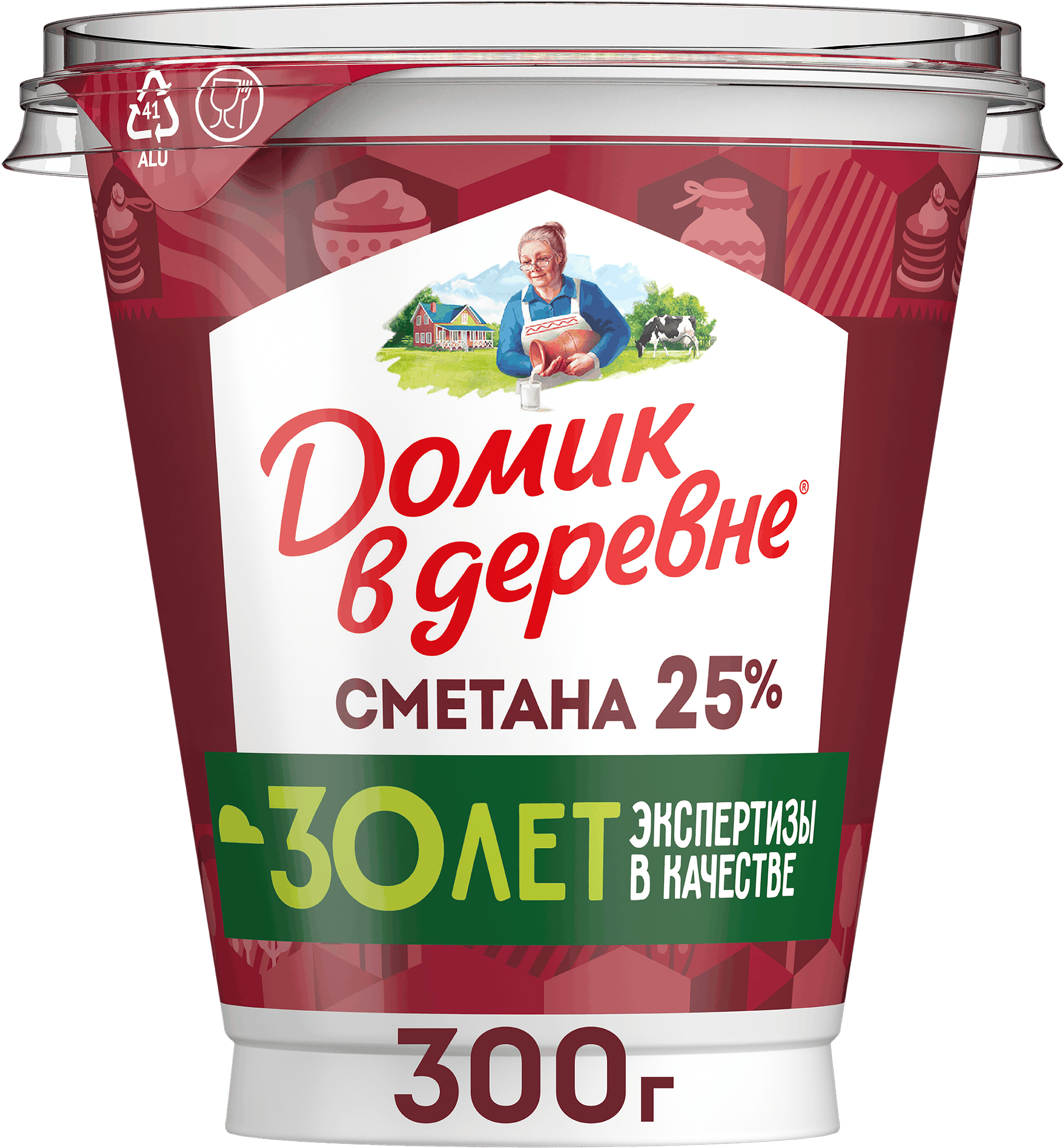 Изображение товара Сметана ДОМИК В ДЕРЕВНЕ 25%, без змж, 300г Изображение товара Сметана ДОМИК В ДЕРЕВНЕ 25%, без змж, 300г