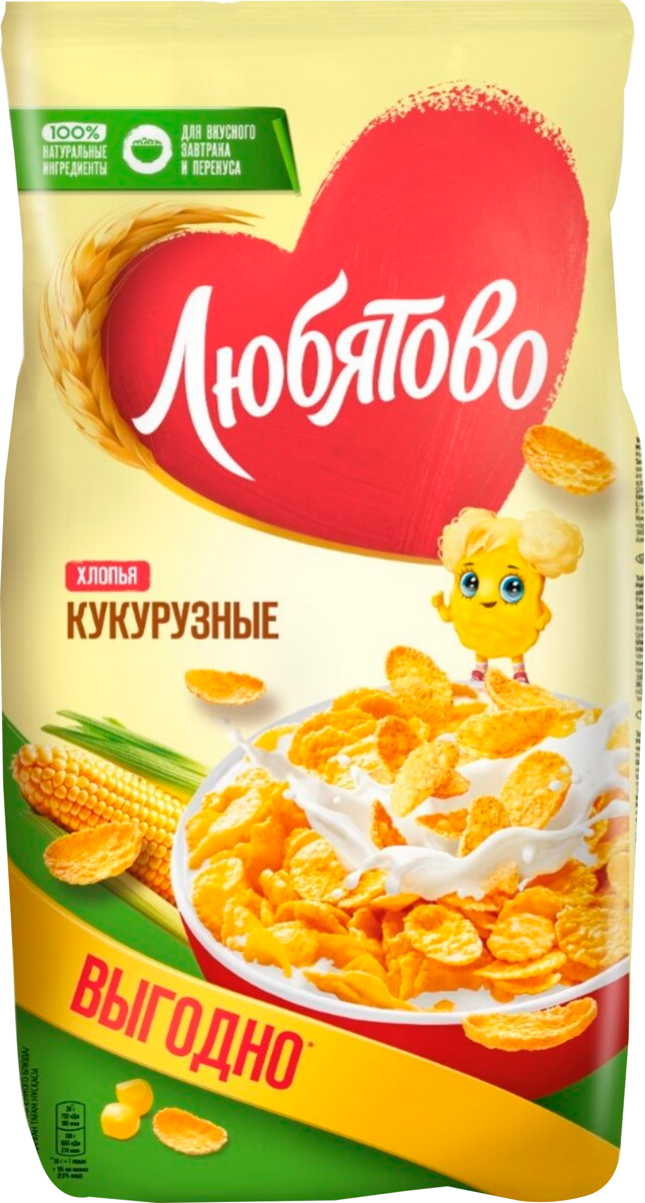 Изображение товара Кукурузные хлопья ЛЮБЯТОВО 600г - вкусный и полезный завтрак Изображение товара Кукурузные хлопья ЛЮБЯТОВО 600г - вкусный и полезный завтрак