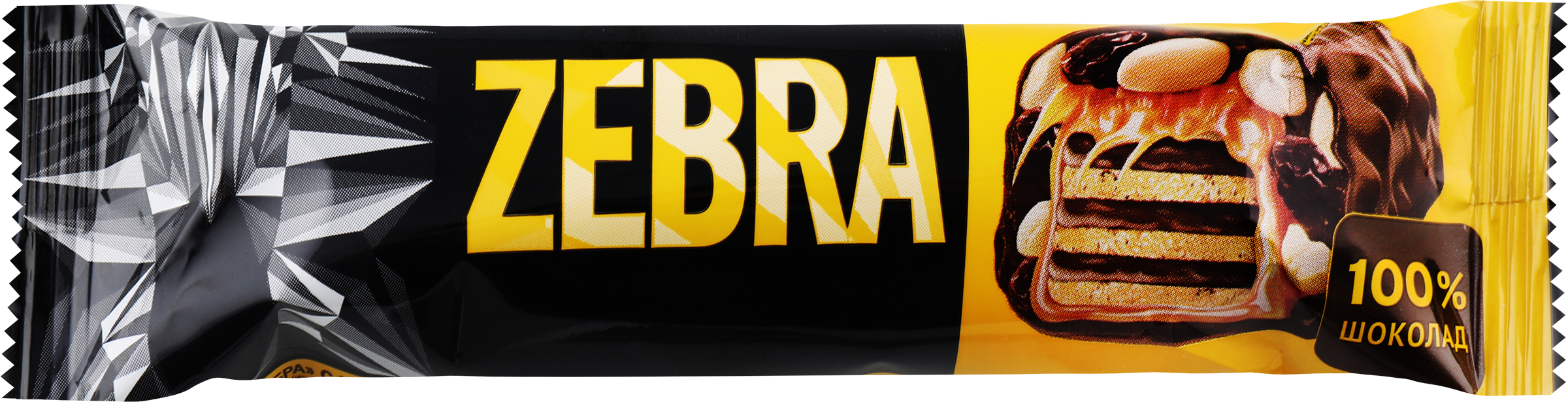 Изображение товара Вафли KDV Zebra с молочной шоколадной глазурью 40г - сладкий десерт с изюмом и арахисом