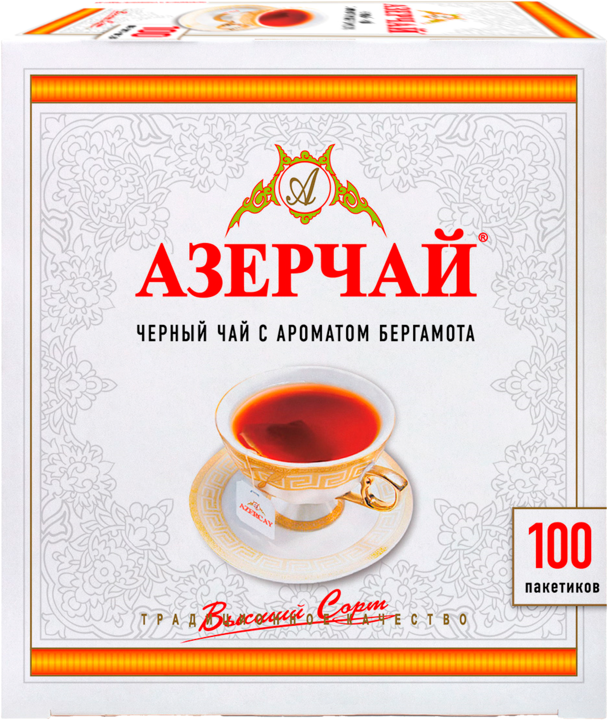 Изображение товара Чай черный АЗЕРЧАЙ с бергамотом 100 пакетов