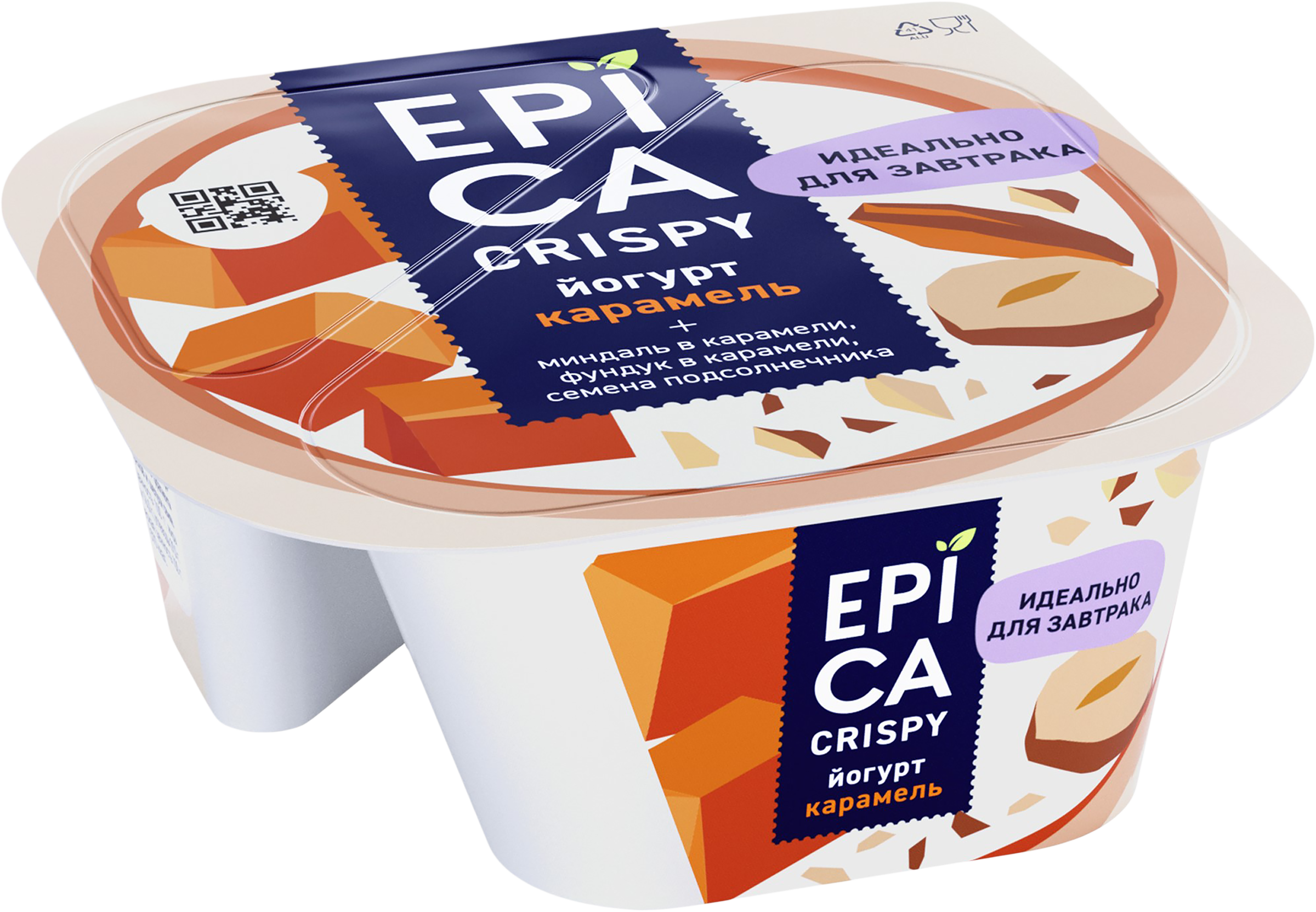 Изображение товара Йогурт EPICA Crispy Карамель, семена подсолнечника и орехи 140г Изображение товара Йогурт EPICA Crispy Карамель, семена подсолнечника и орехи 140г