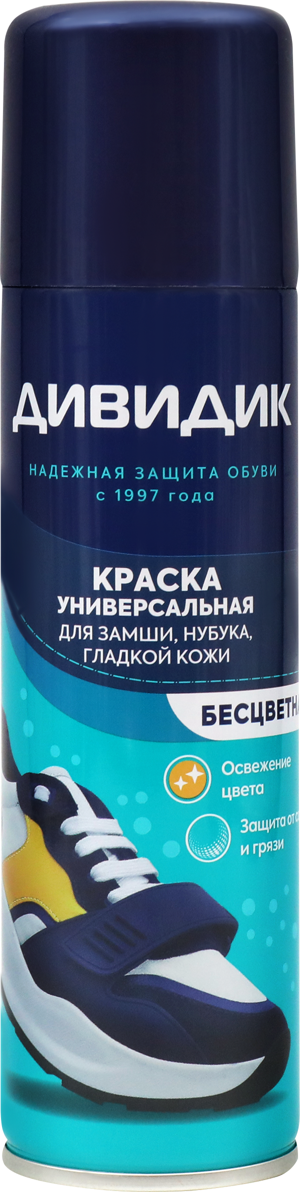 Изображение товара Краска-спрей для обуви ДИВИДИК универсальная бесцветная 250мл