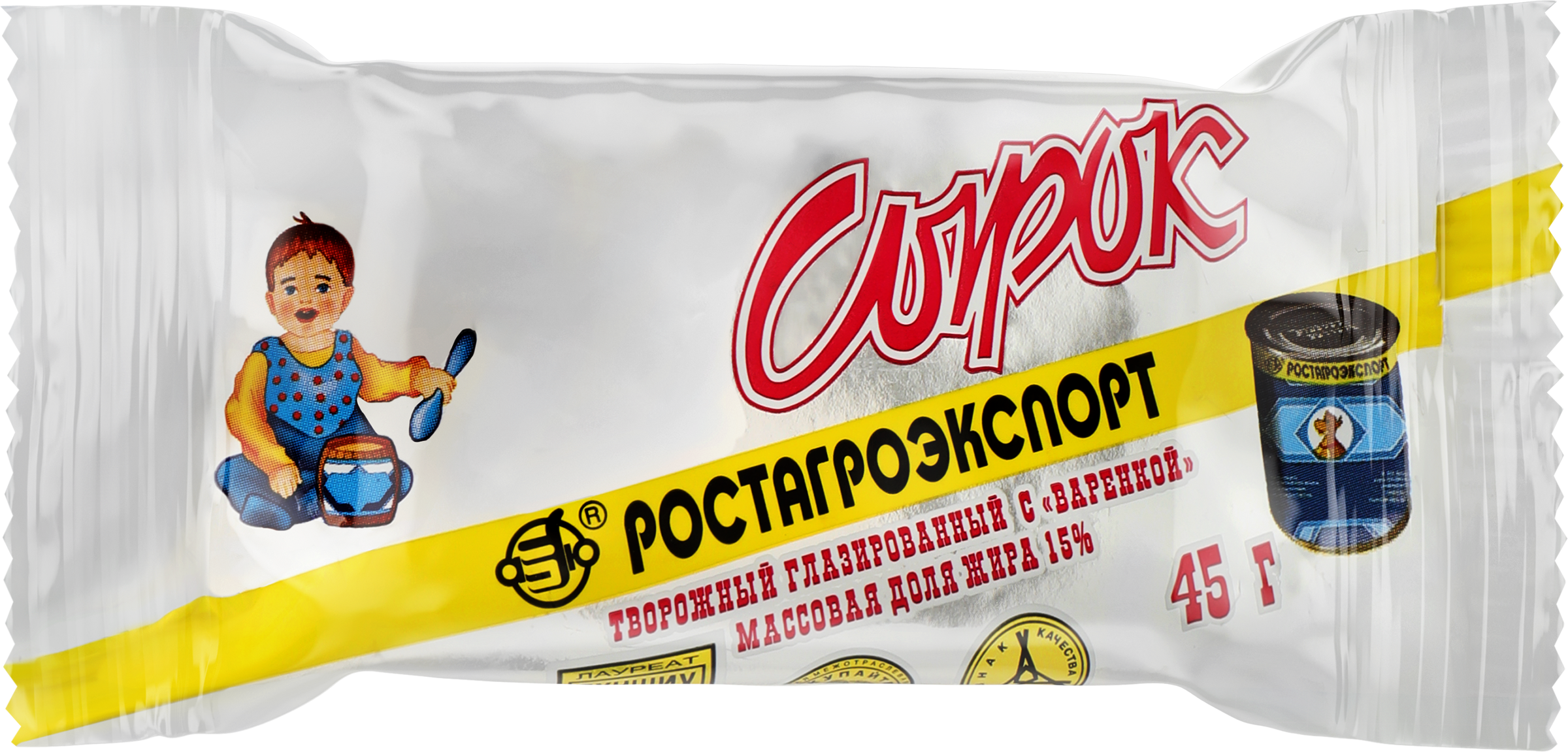 Изображение товара Сырок творожный глазированный с вареной сгущенкой 45г РОСТАГРОЭКСПОРТ Изображение товара Сырок творожный глазированный с вареной сгущенкой 45г РОСТАГРОЭКСПОРТ