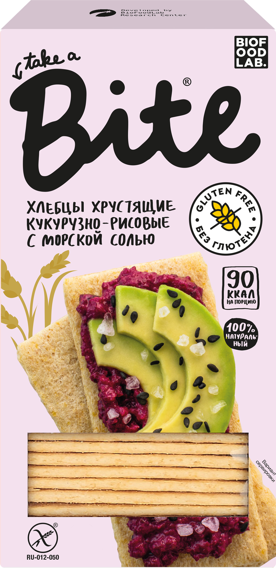 Изображение товара Хлебцы кукурузно-рисовые безглютеновые TAKE A BITE с морской солью, 150г