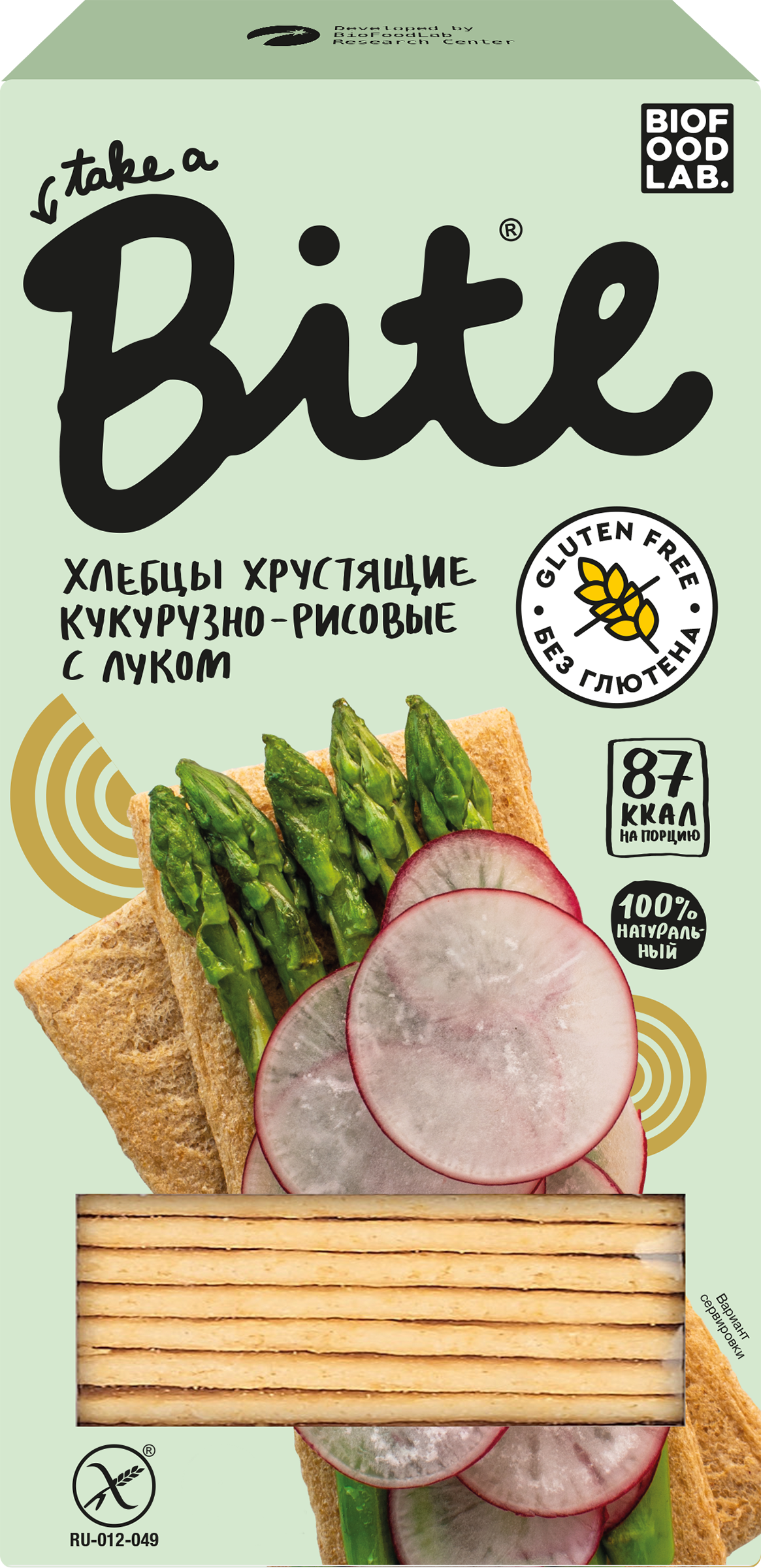 Изображение товара Безглютеновые хлебцы TAKE A BITE с луком, 150г - полезный перекус для веганов