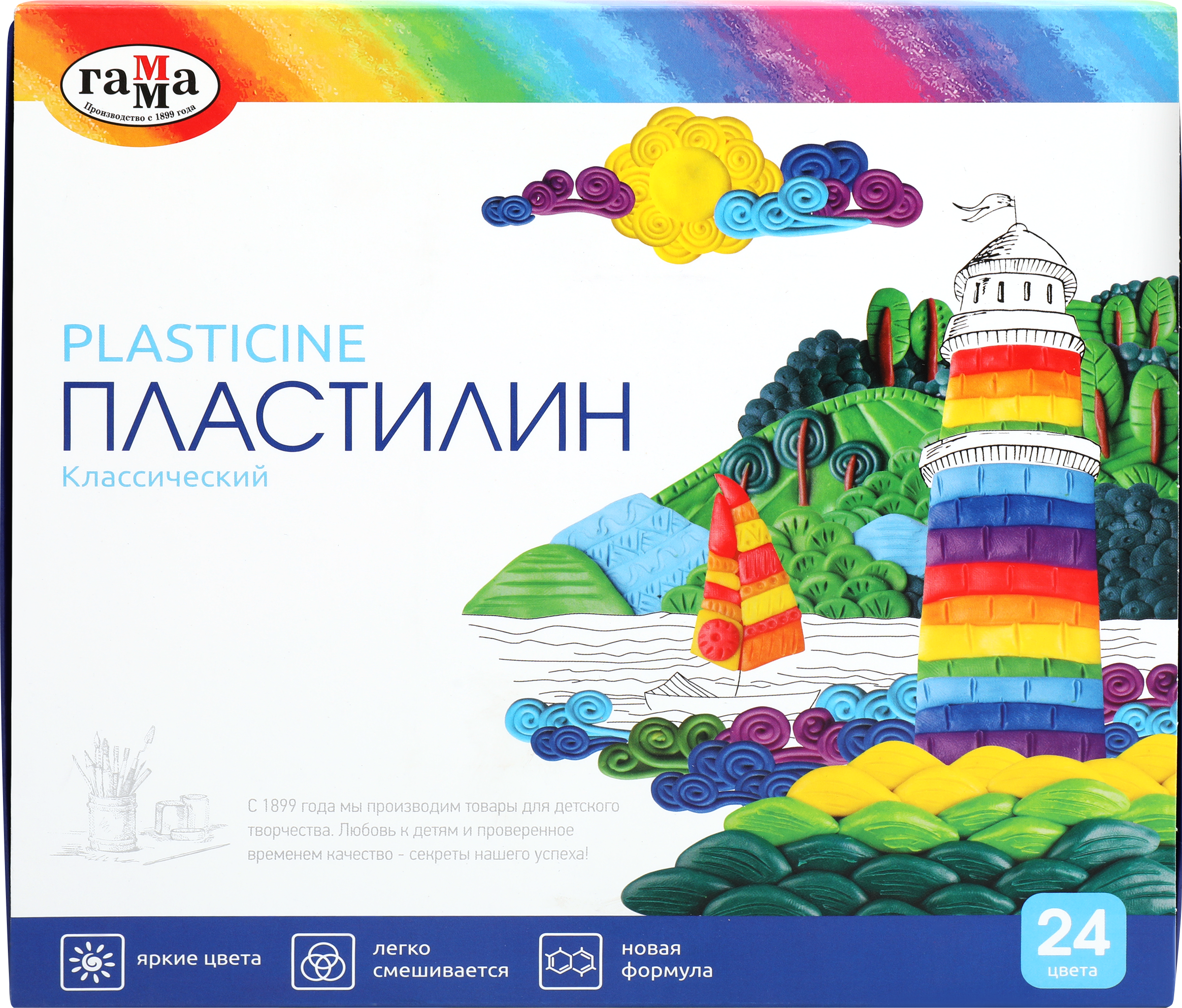 Изображение товара Пластилин ГАММА Классический 24 цвета, со стеком Арт. 281036, 480г
