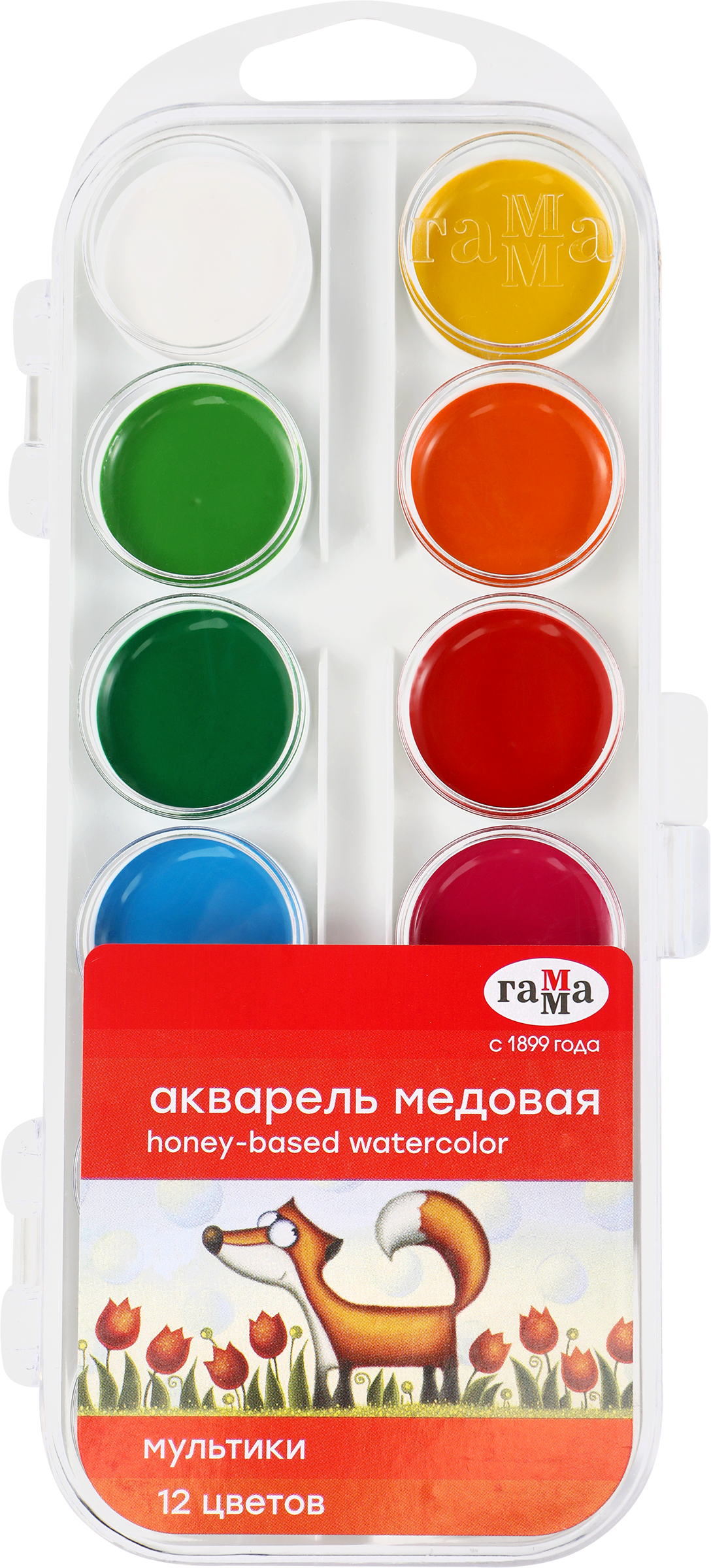 Изображение товара Акварель медовая ГАММА Мультики 12 цветов, без кисти Арт. 211046_12 Изображение товара Акварель медовая ГАММА Мультики 12 цветов, без кисти Арт. 211046_12