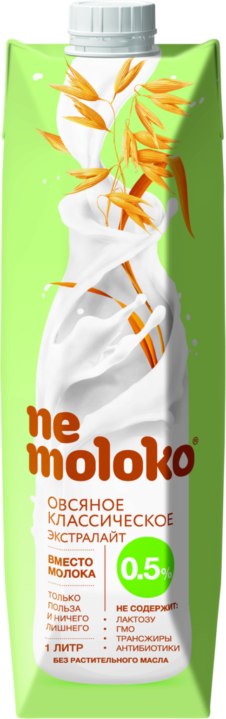 Изображение товара Овсяный напиток NEMOLOKO Экстралайт Классический 1л - полезный растительный продукт