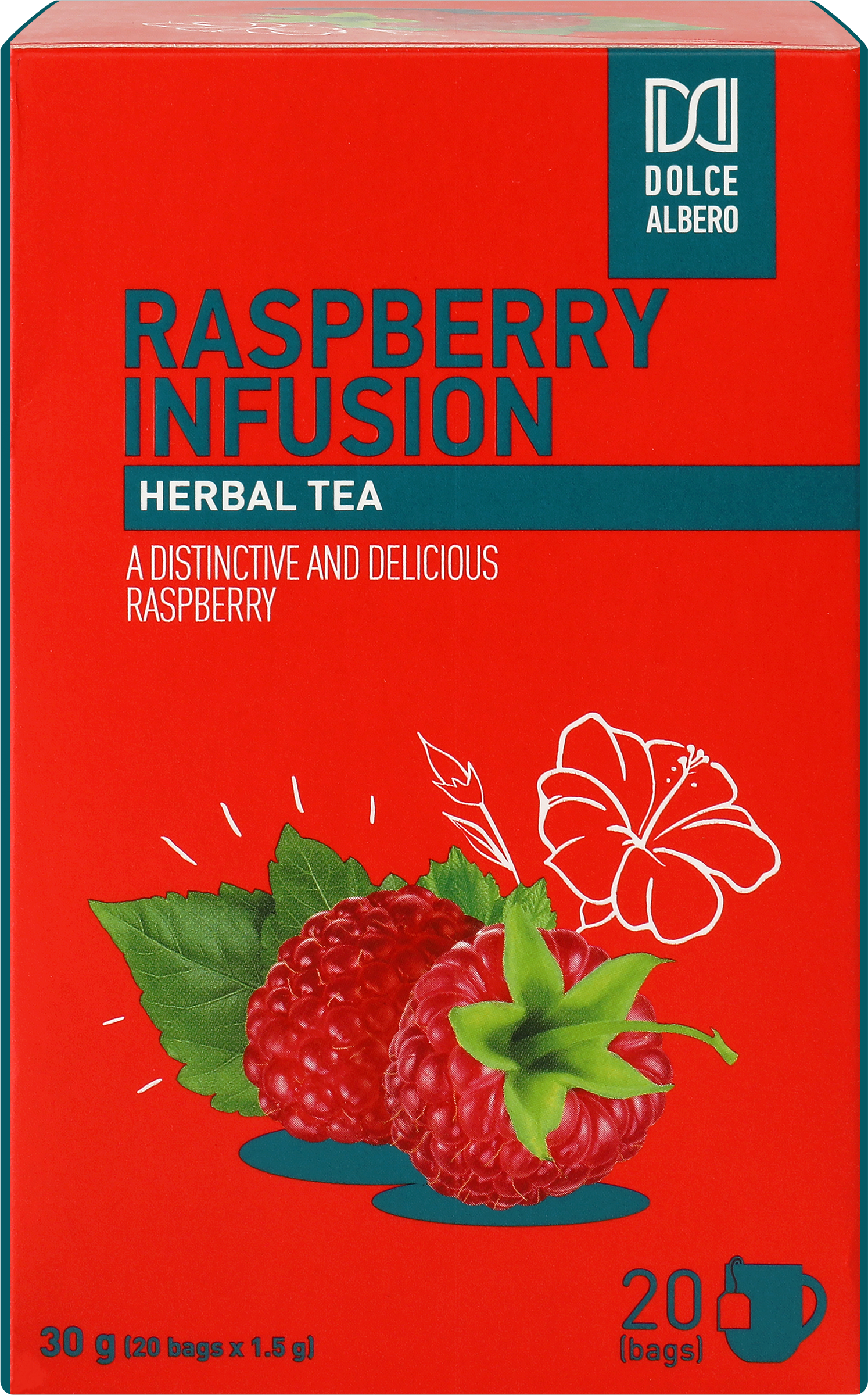 Изображение товара Чайный напиток DOLCE ALBERO Rasberry Infusion, 20 пирамид, натуральный с малиной и гибискусом Изображение товара Чайный напиток DOLCE ALBERO Rasberry Infusion, 20 пирамид, натуральный с малиной и гибискусом