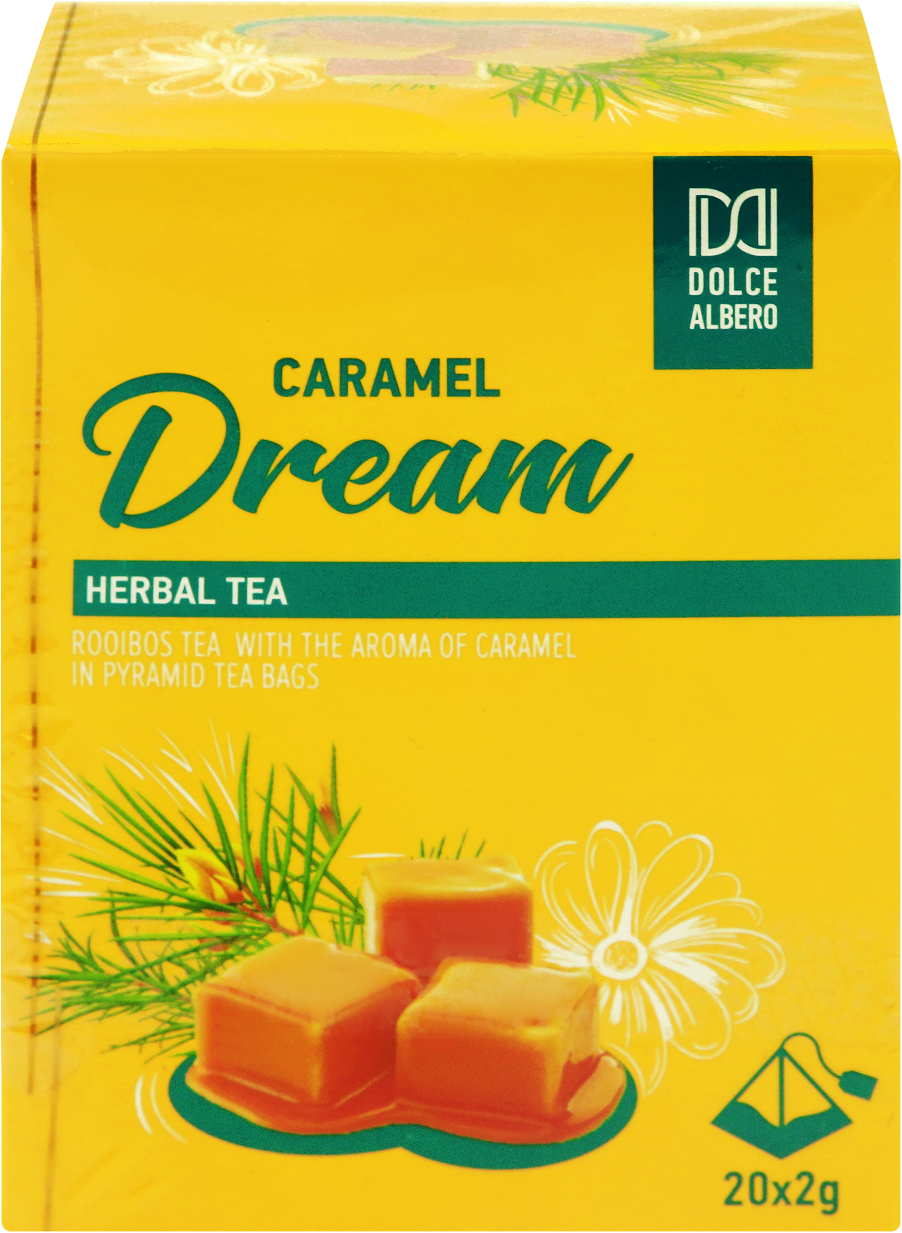 Изображение товара Чайный напиток DOLCE ALBERO Caramel Dream, пирамидки, 20 шт